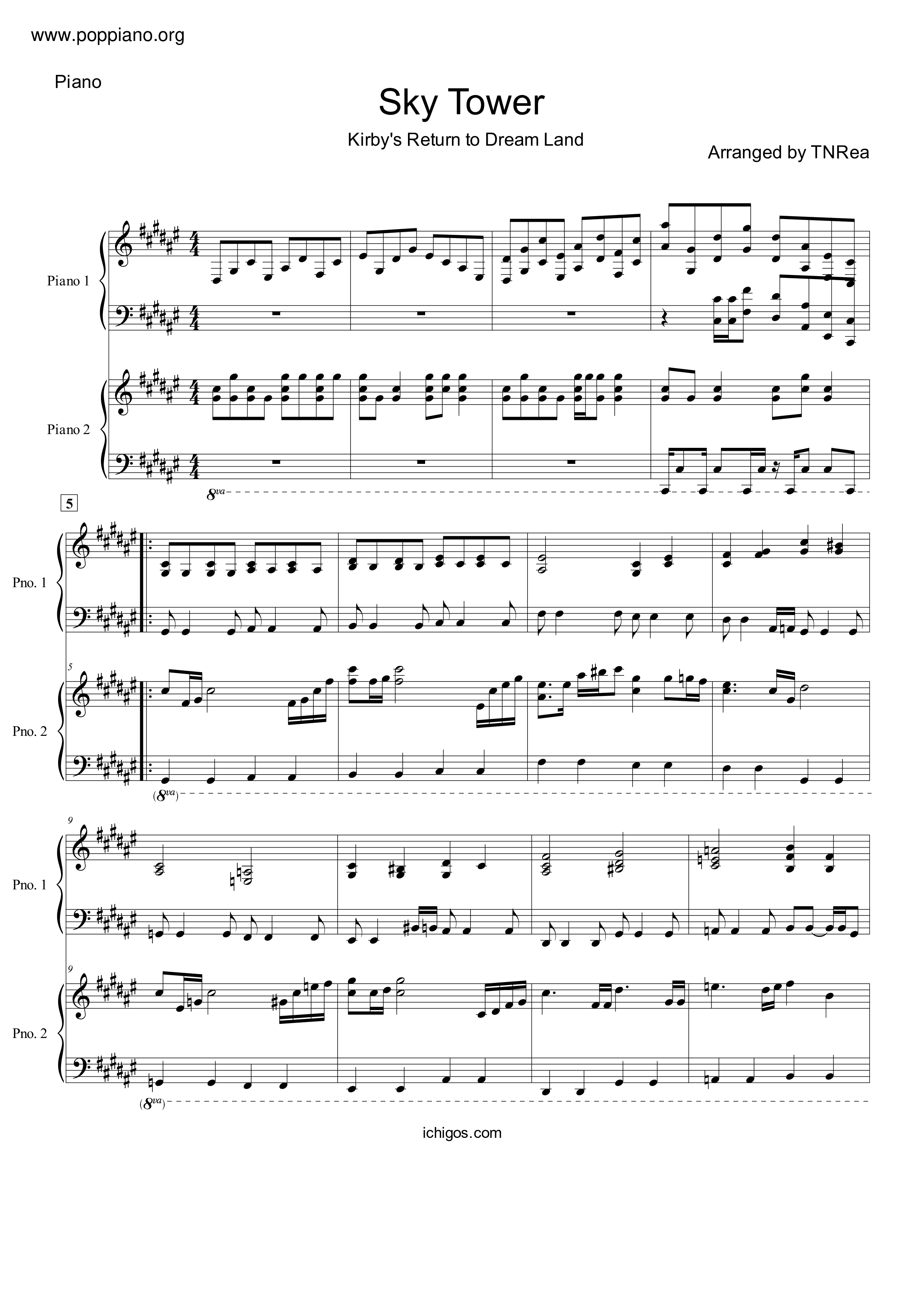 Kirby's Return to Dream Land - Credits (For 2 pianos) Sheet music for Piano  (Piano Duo)