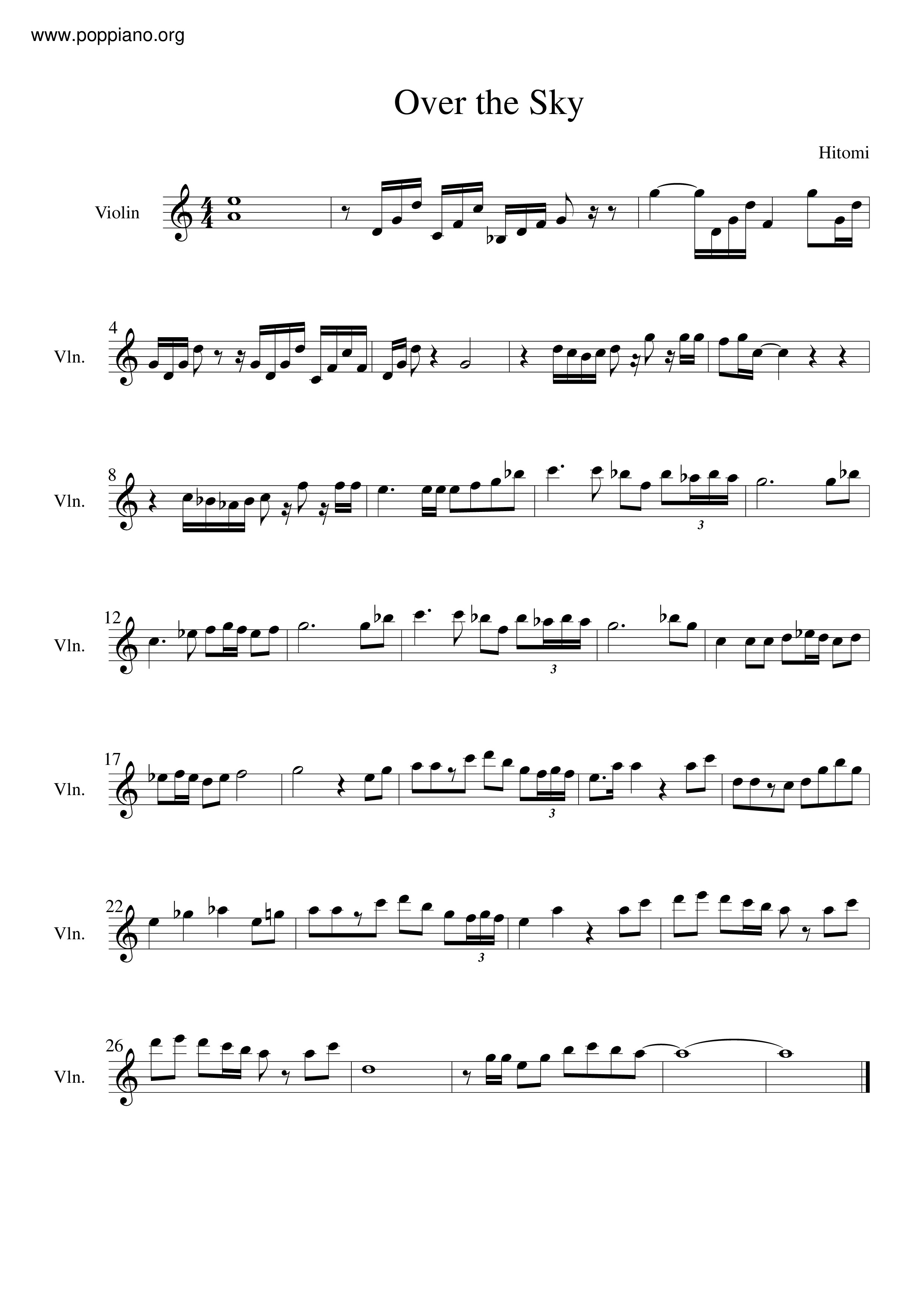 Over The Sky Score