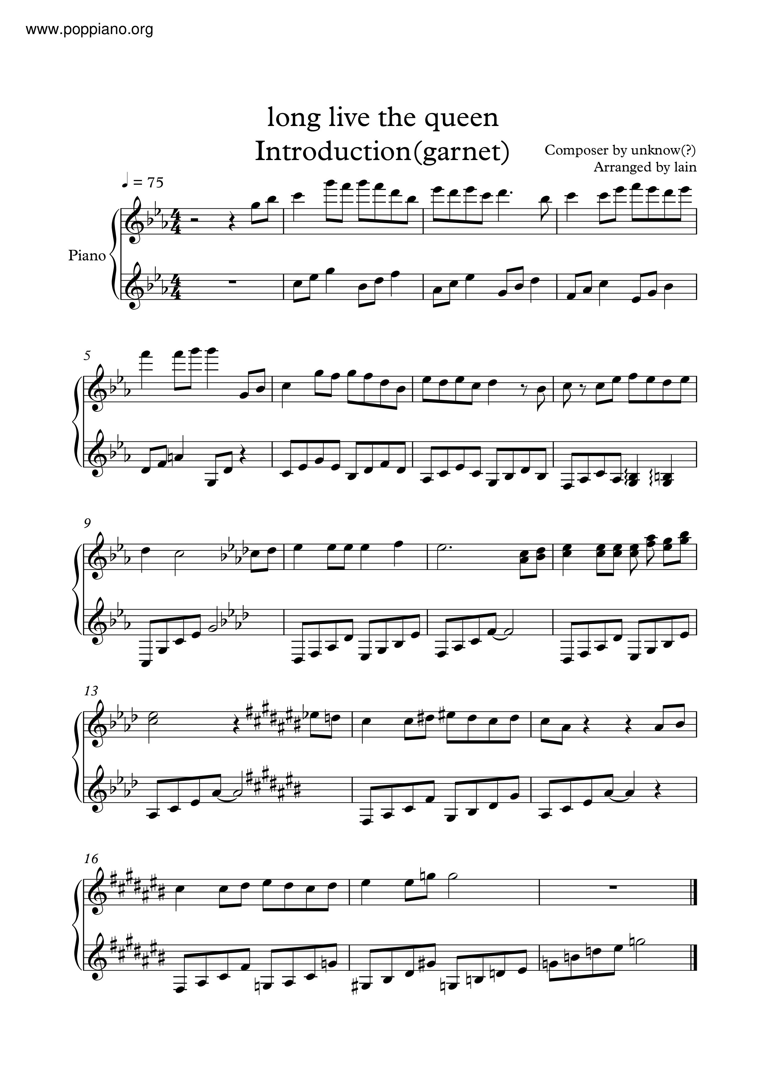 Introduction (Garnet)ピアノ譜
