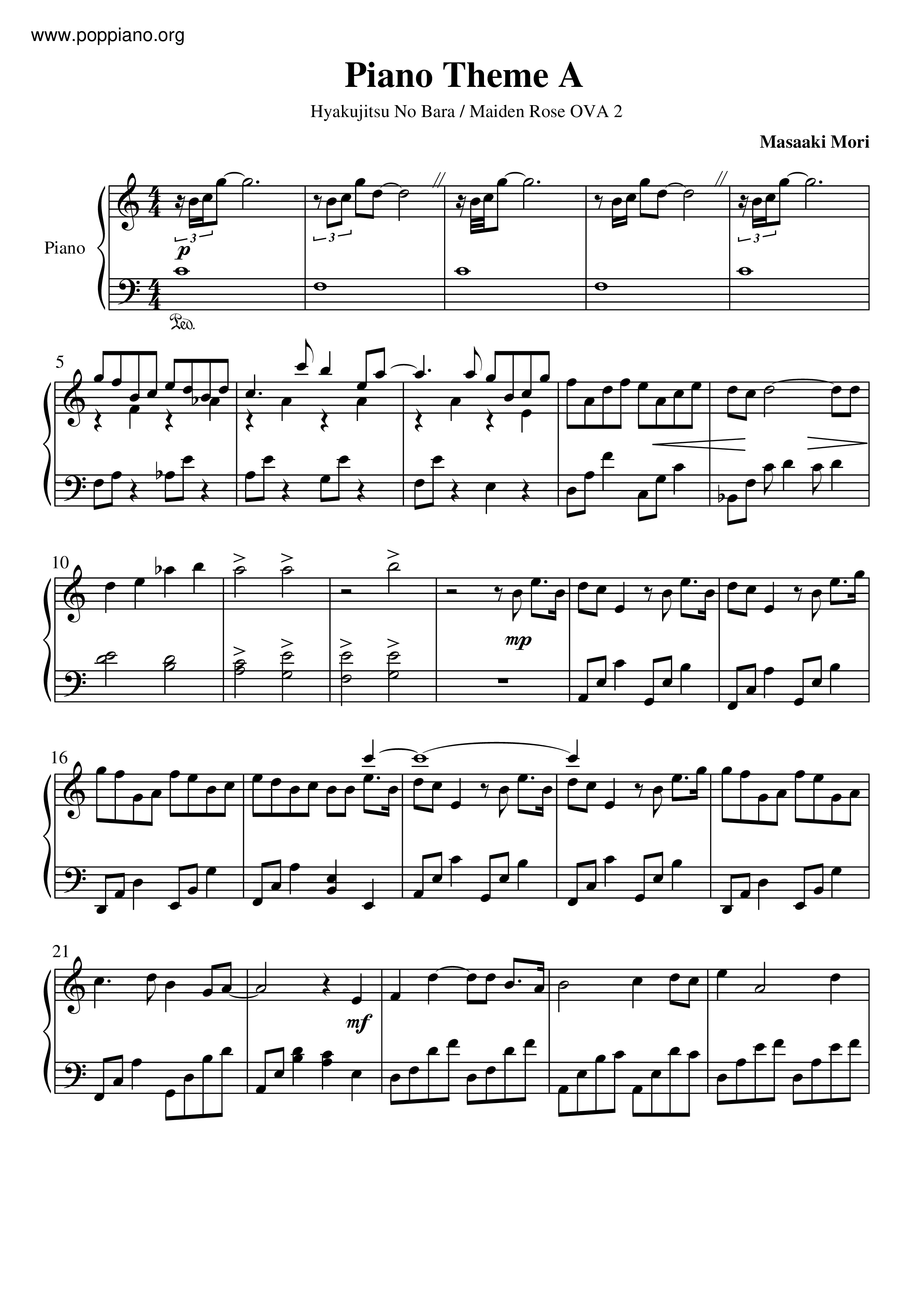 Piano Theme A Score