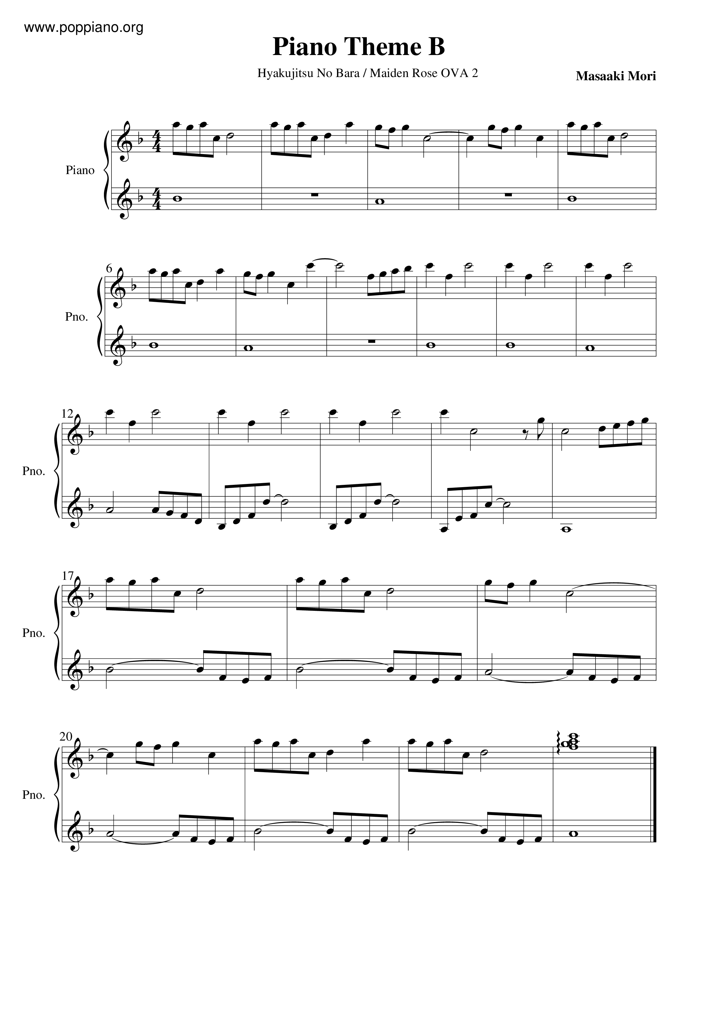 Piano Theme B Score