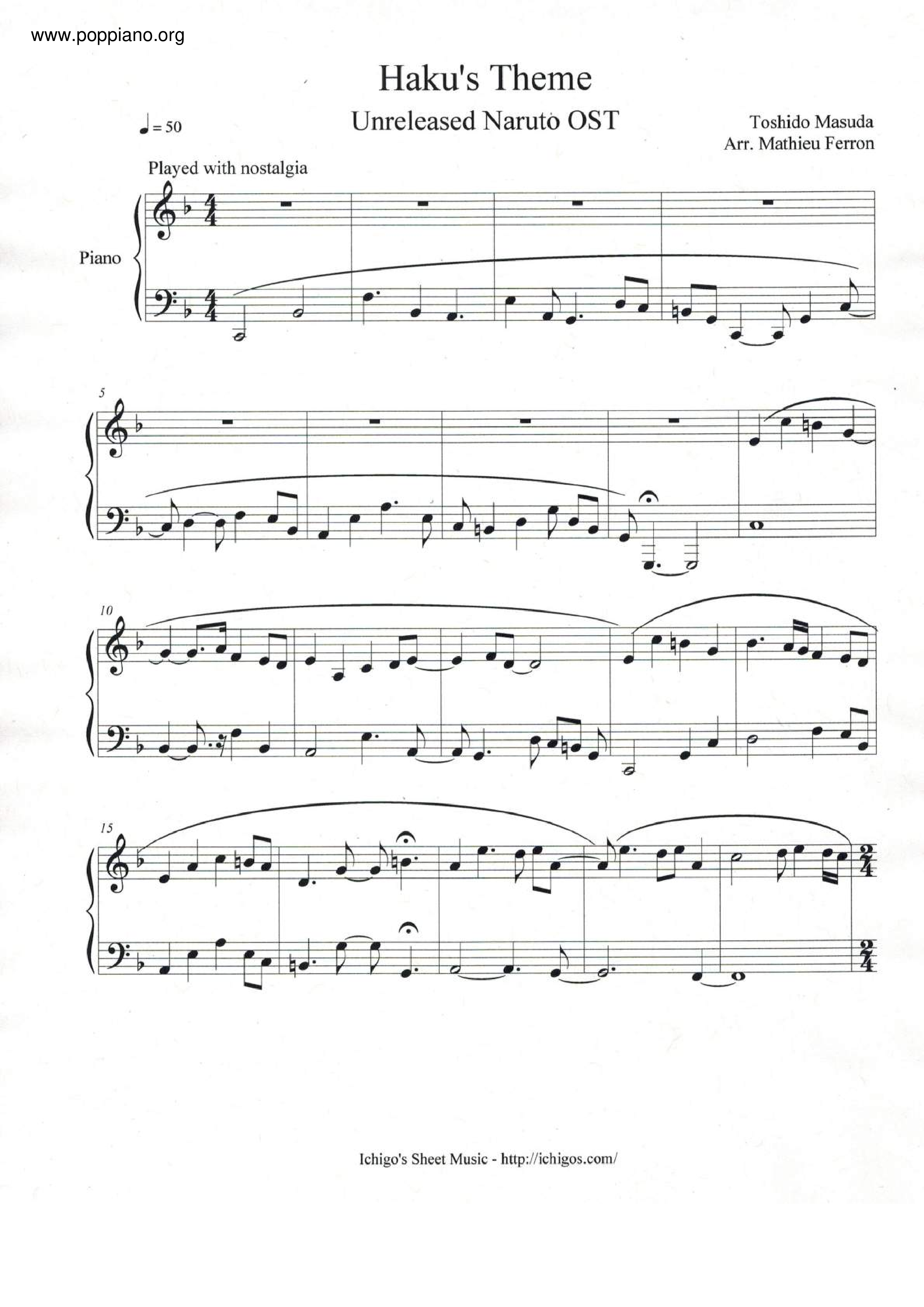 Haku's Theme Score