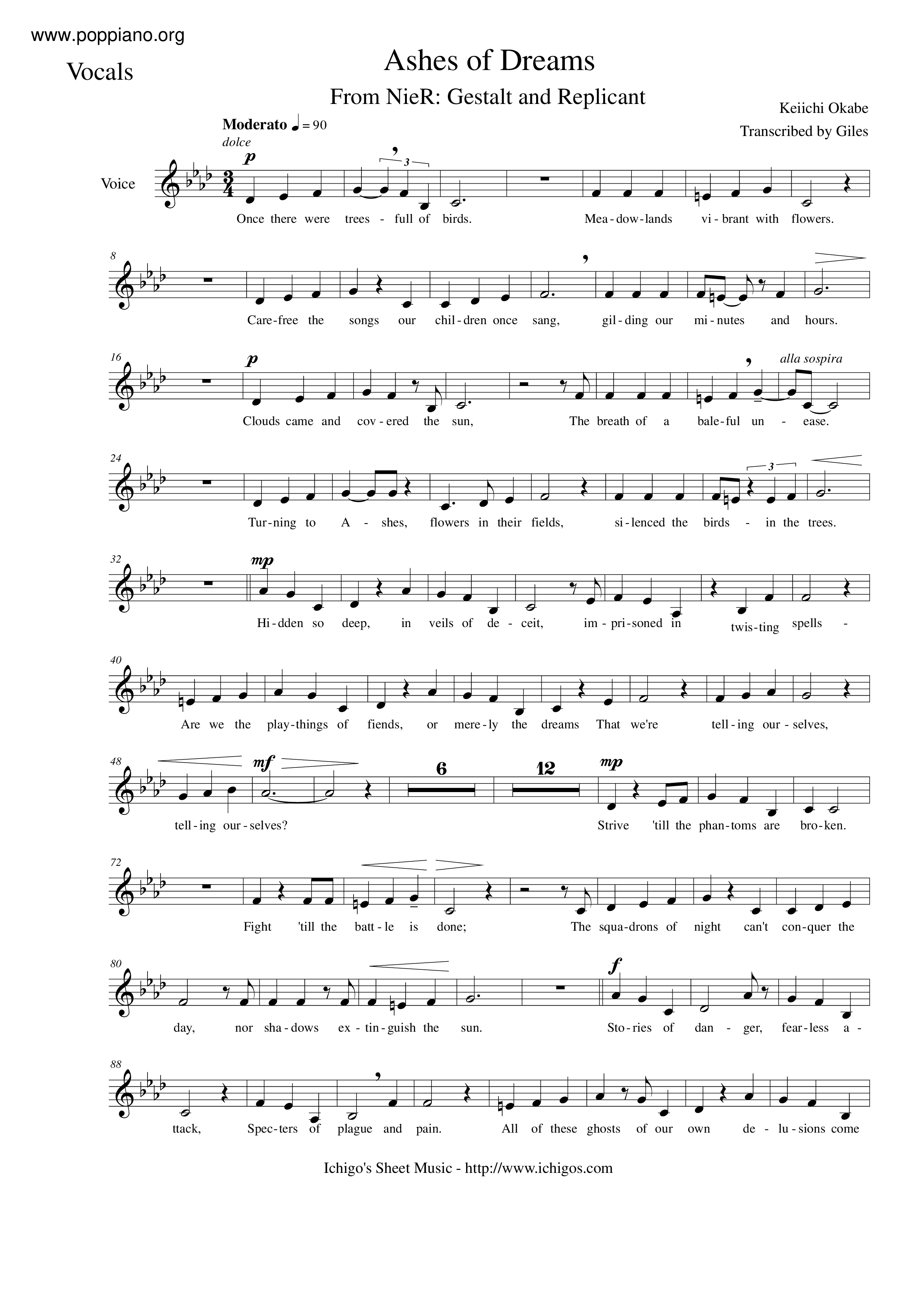 Ashes Of Dreams Score