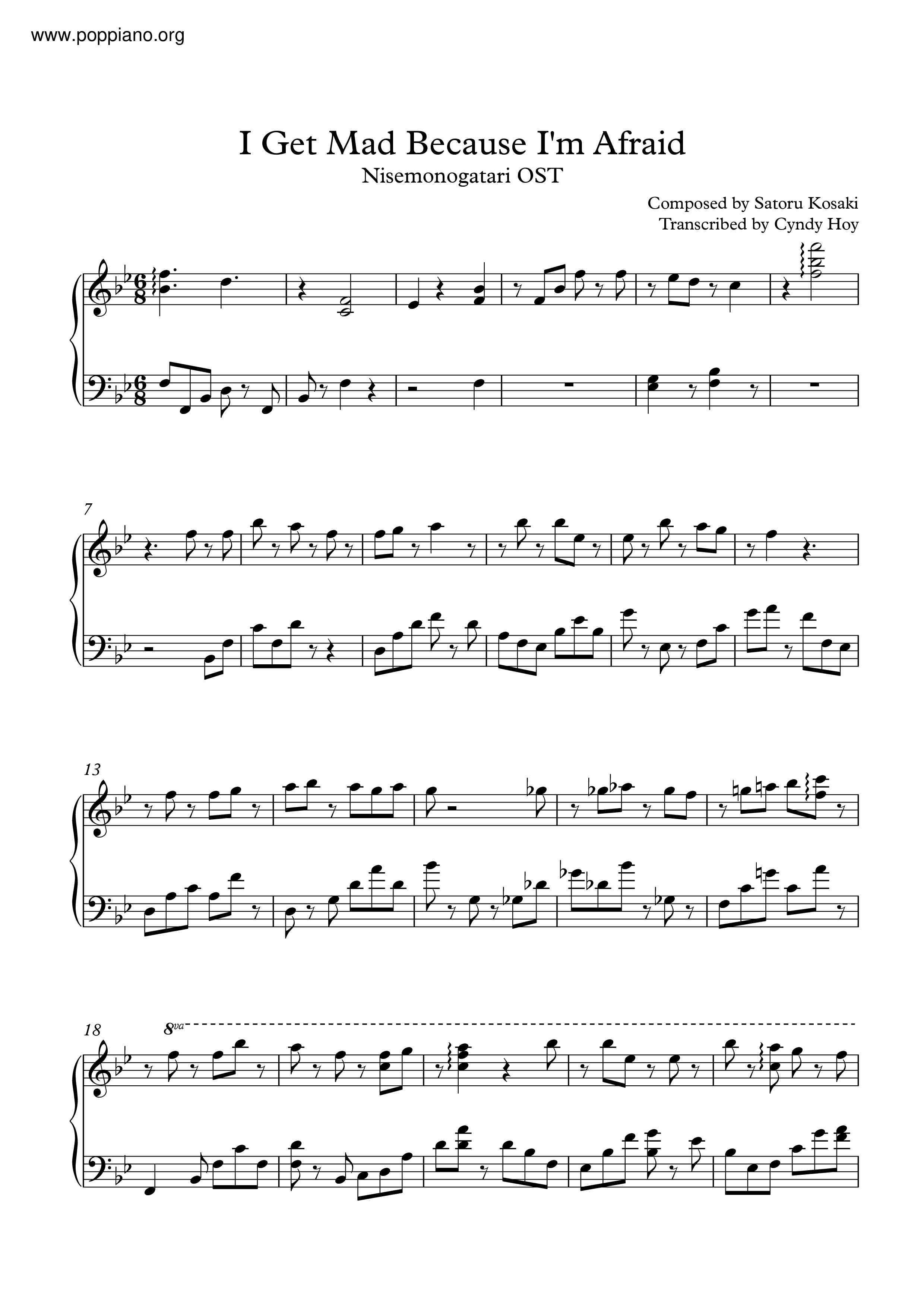 I Get Mad Because I'm Afraid Score
