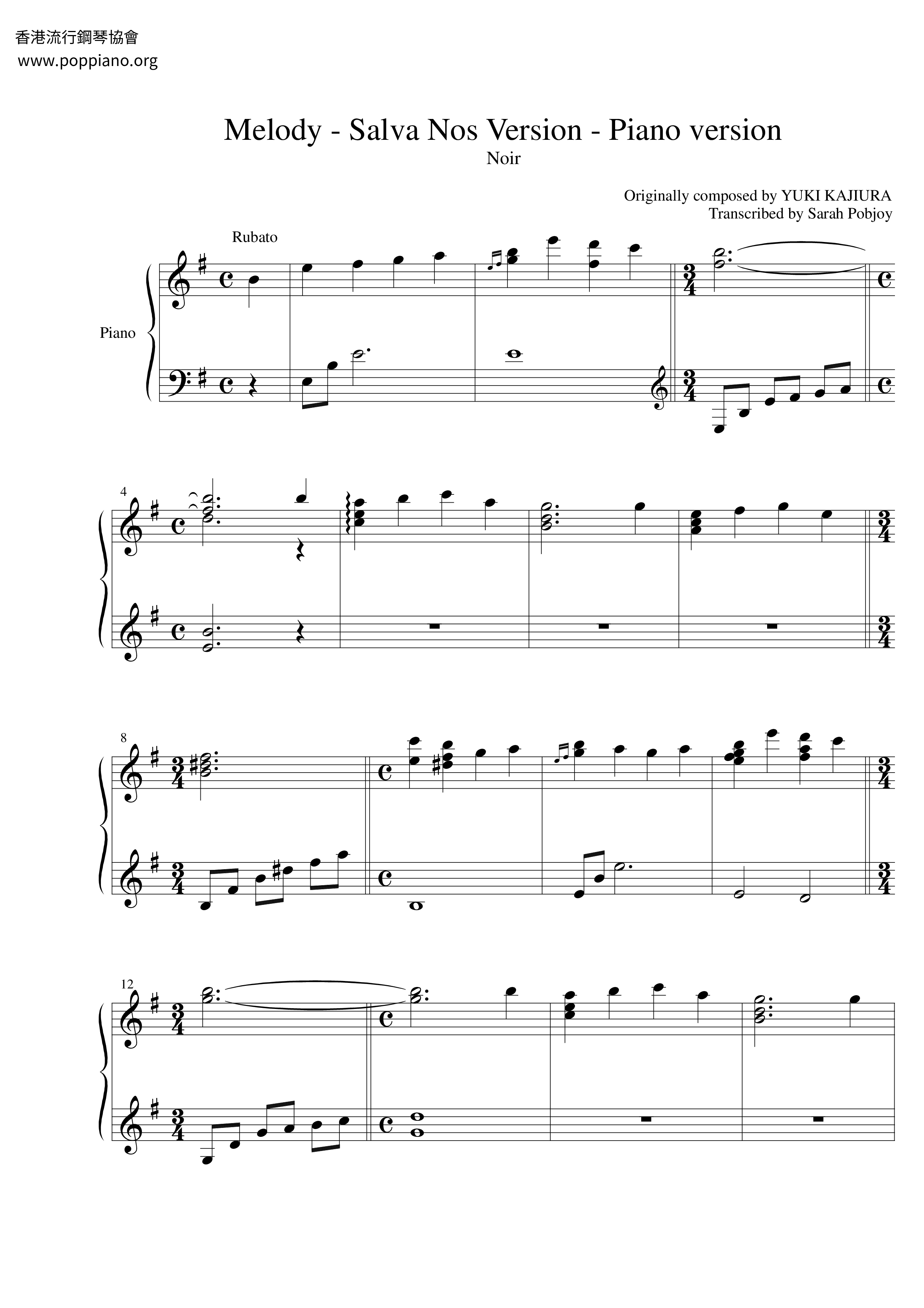 Melody - Salva Nos Score