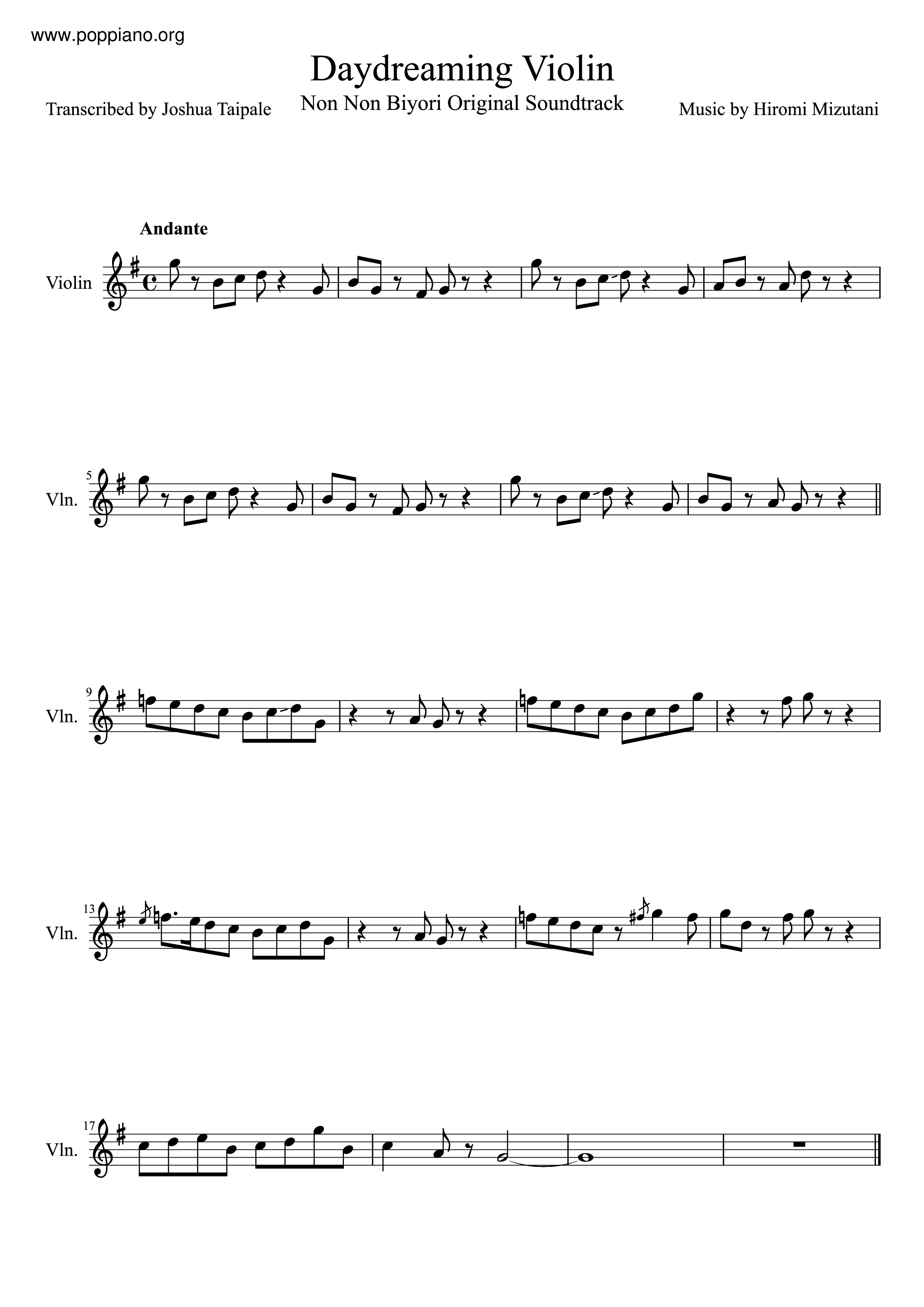 Daydreaming Violin Score