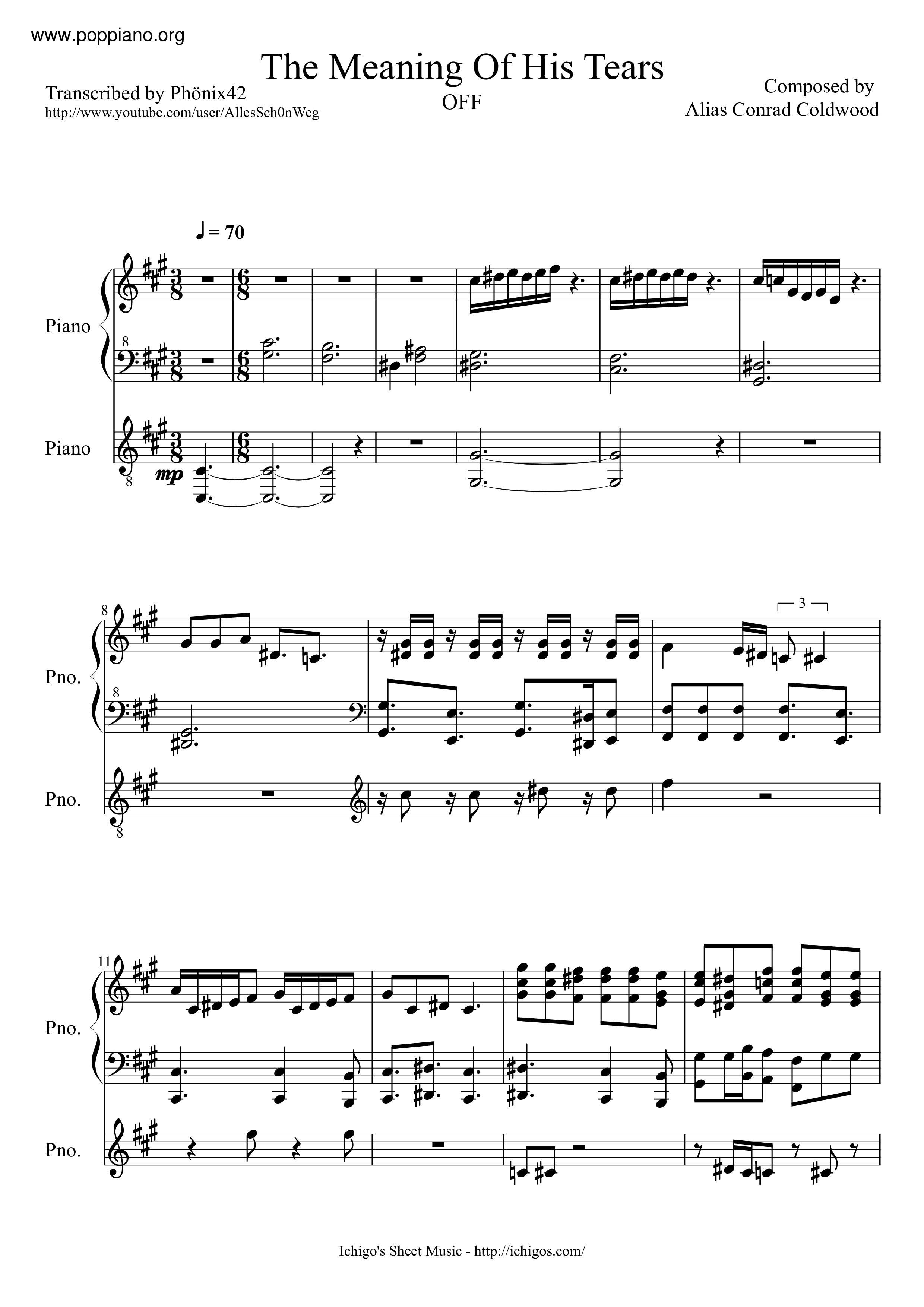 The Meaning of His Tears – Alias Conrad Coldwood Sheet music for Piano  (Solo)
