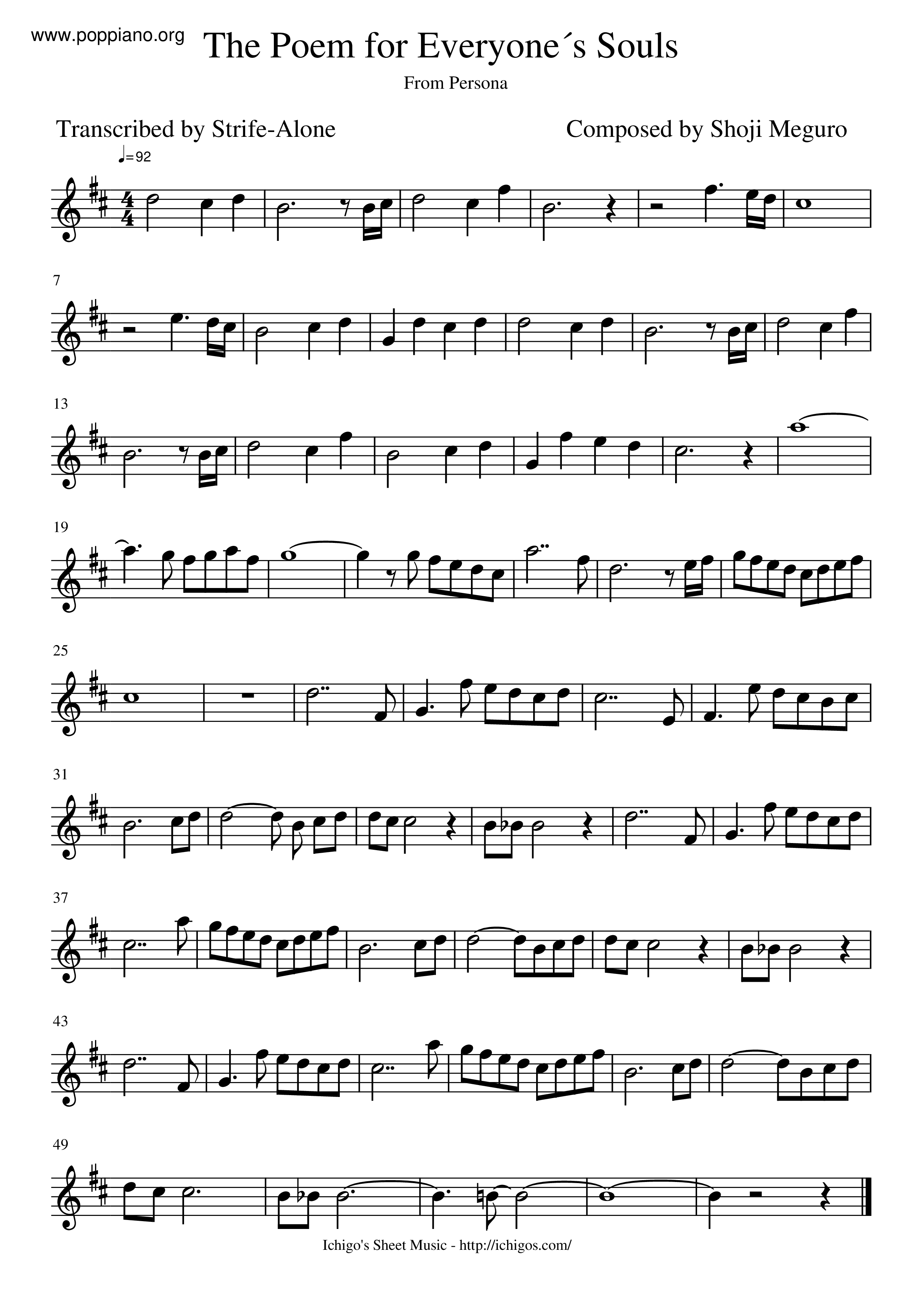 The Poem Of Everyone's Souls Score