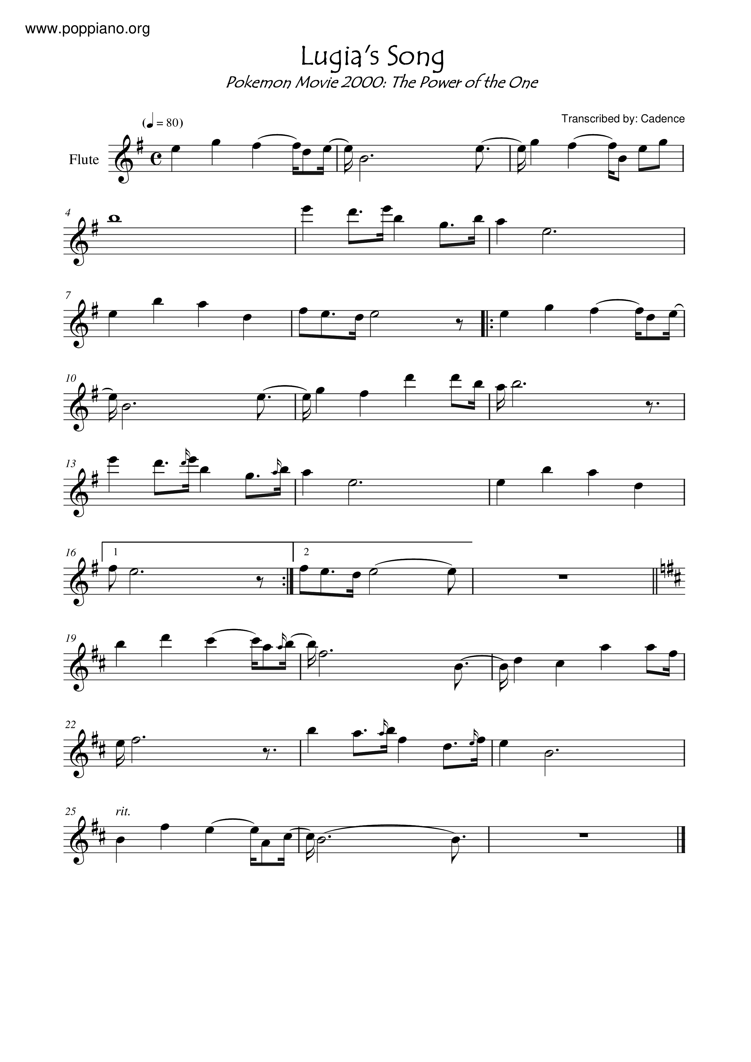 Lugias Song Score