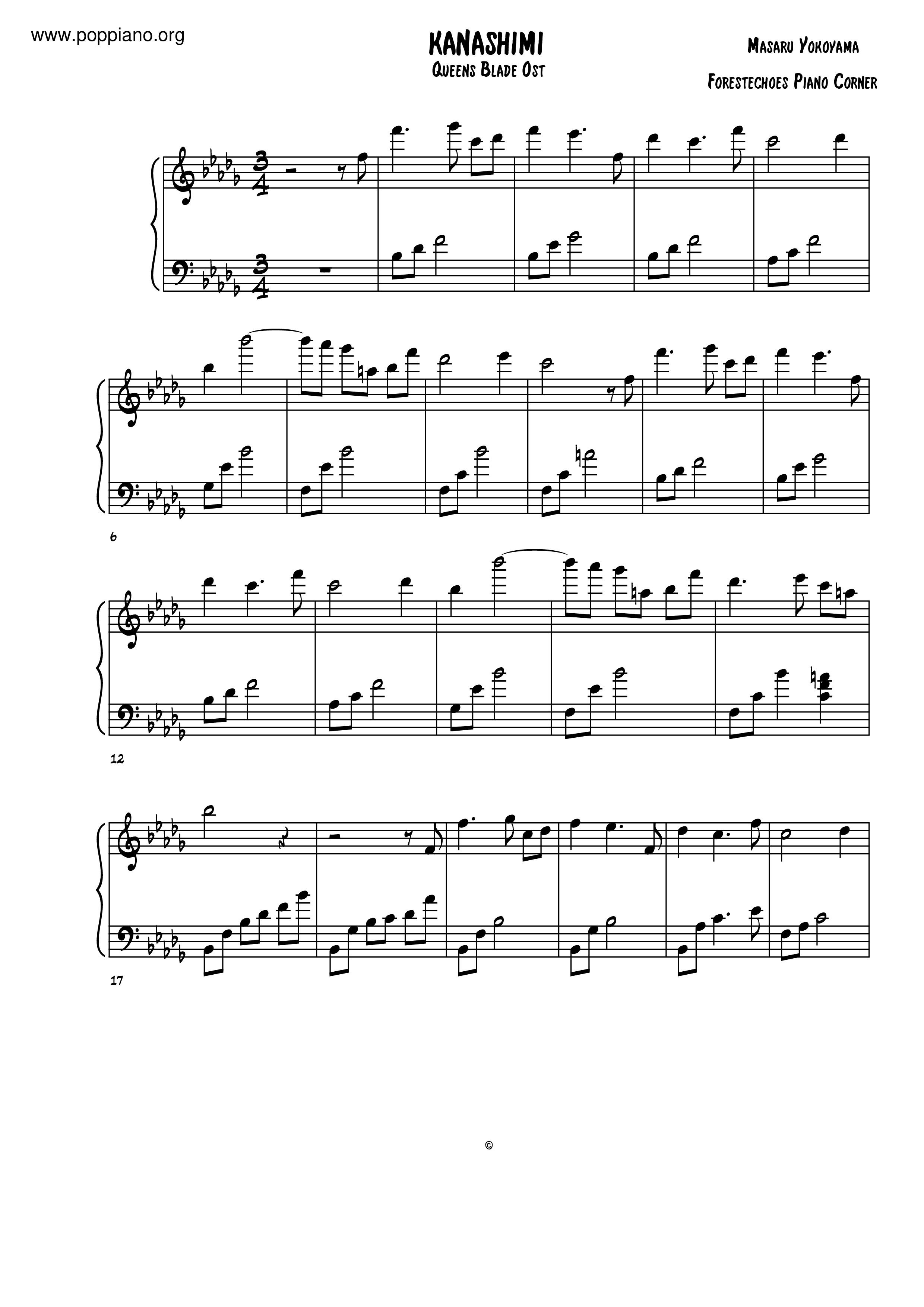 Kanashimi琴谱
