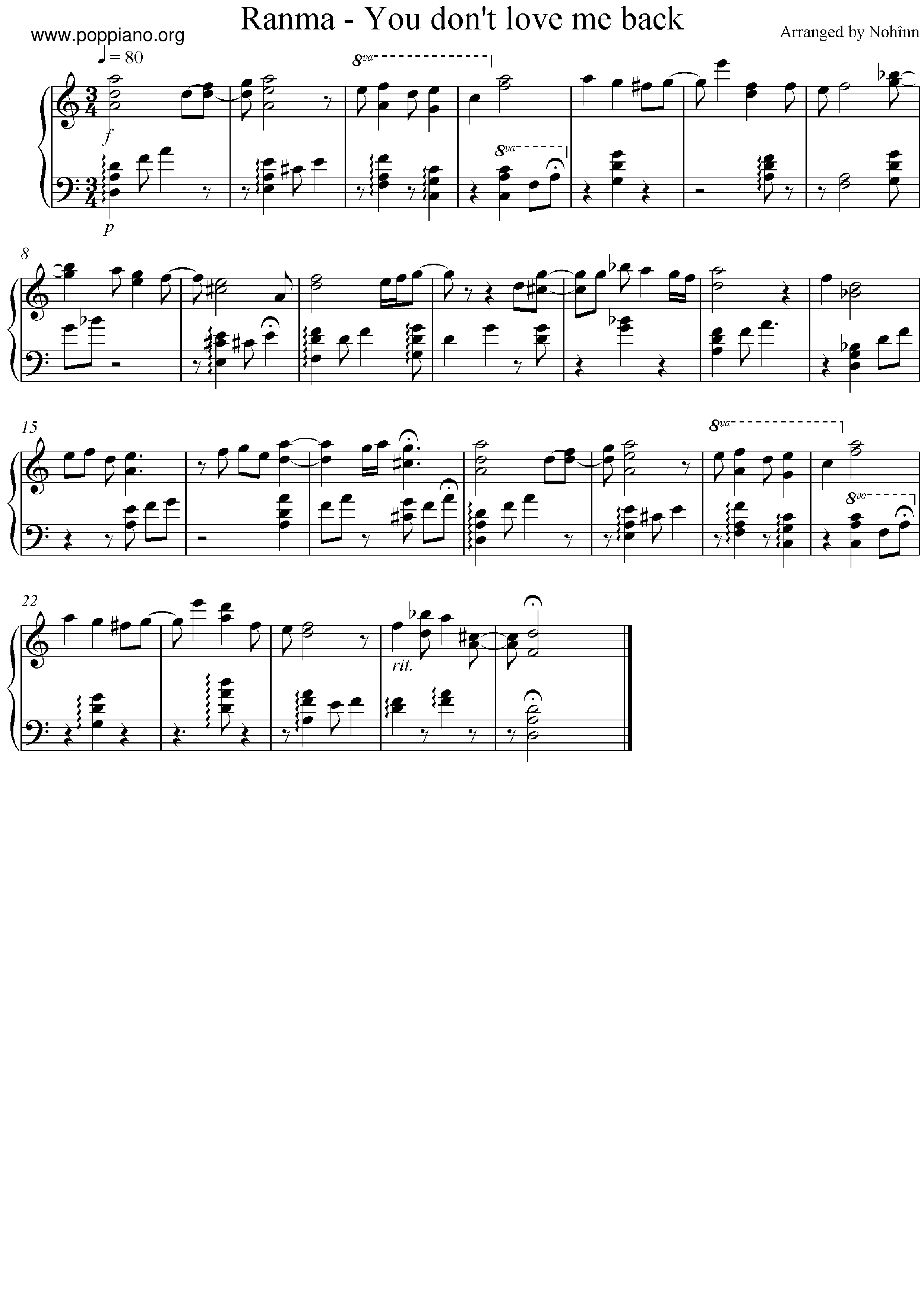 You Dont Love Me Back Score