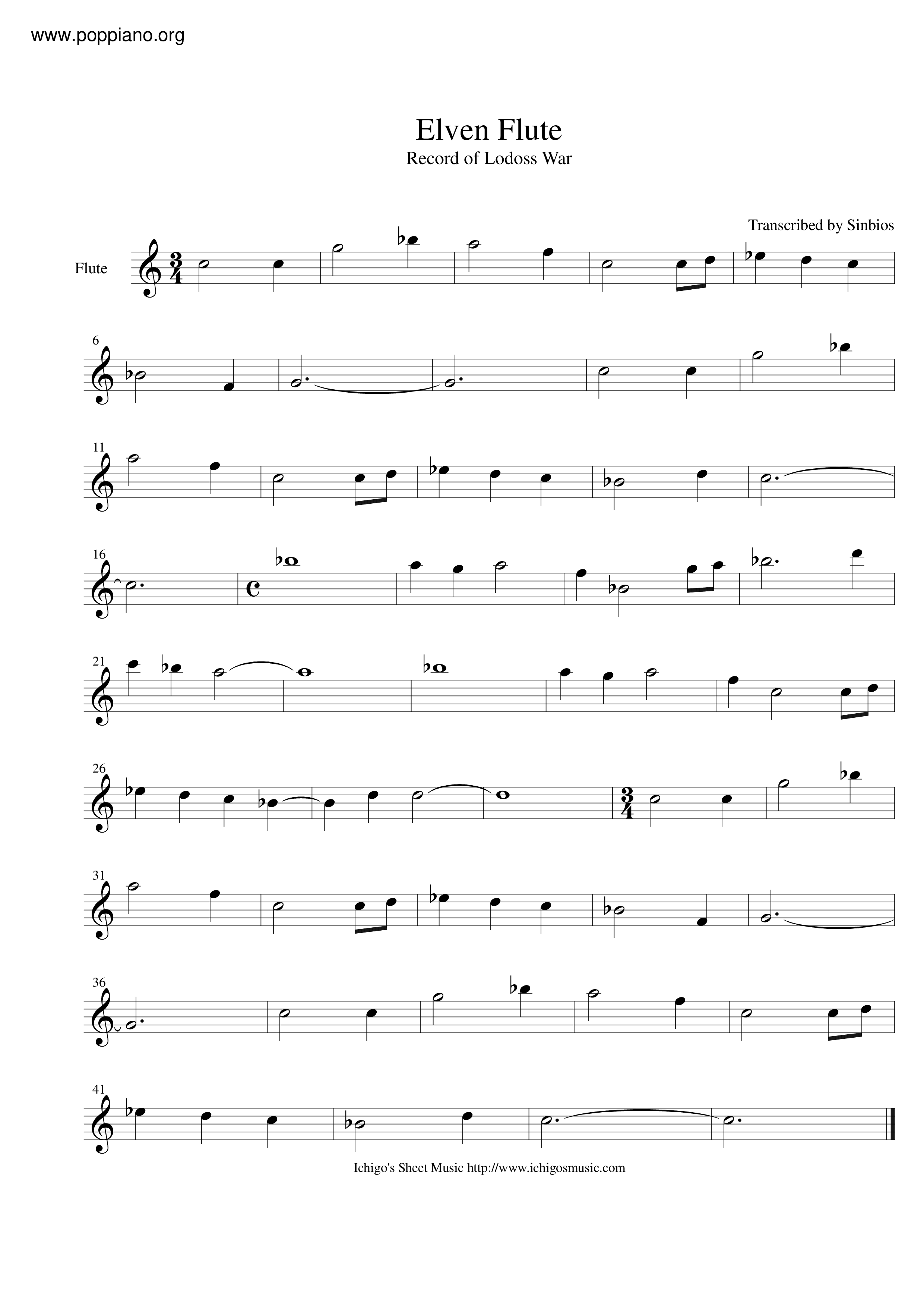 Elven Flute Score
