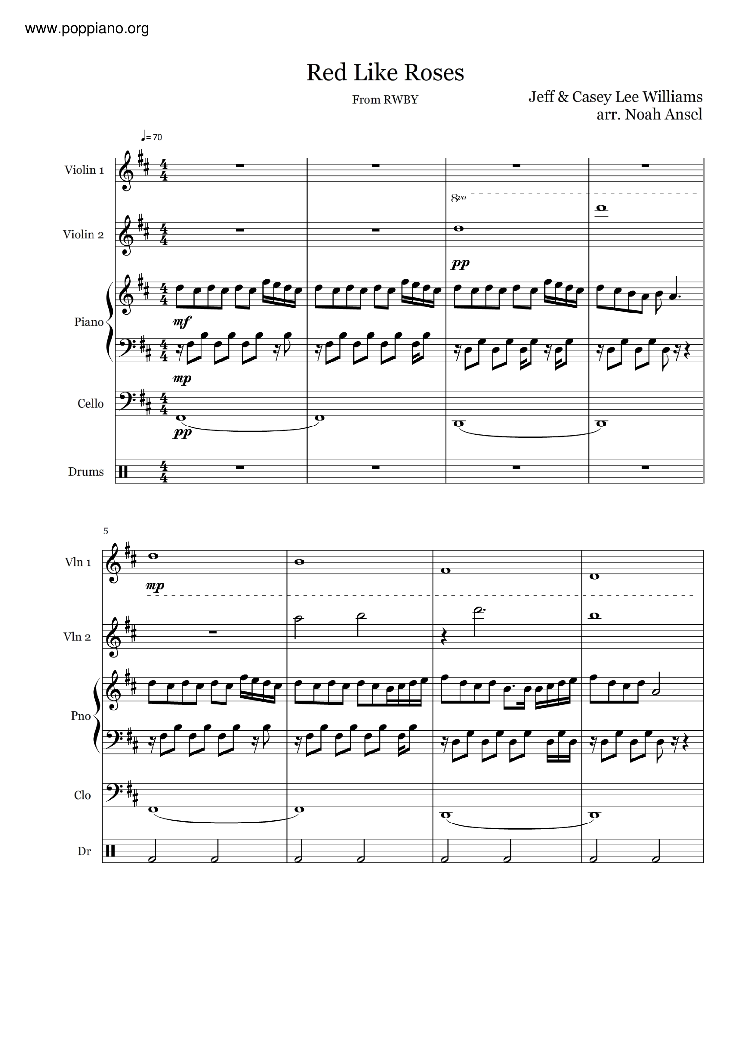 Red Like Roses Score