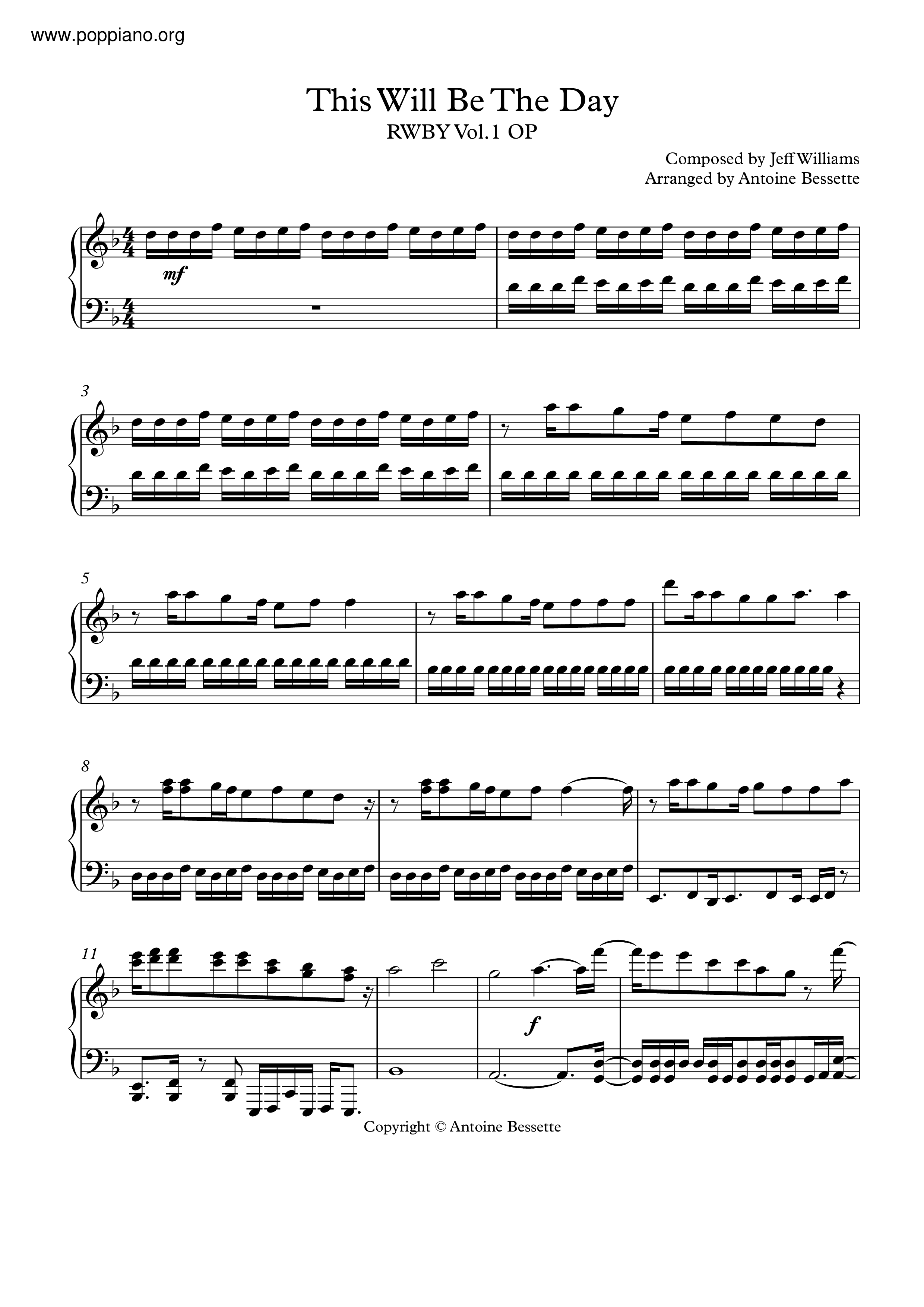 This Life Is Mine Rwby Piano Sheet Music Rwby-This Will Be The Day Sheet Music pdf, - Free Score Download ★