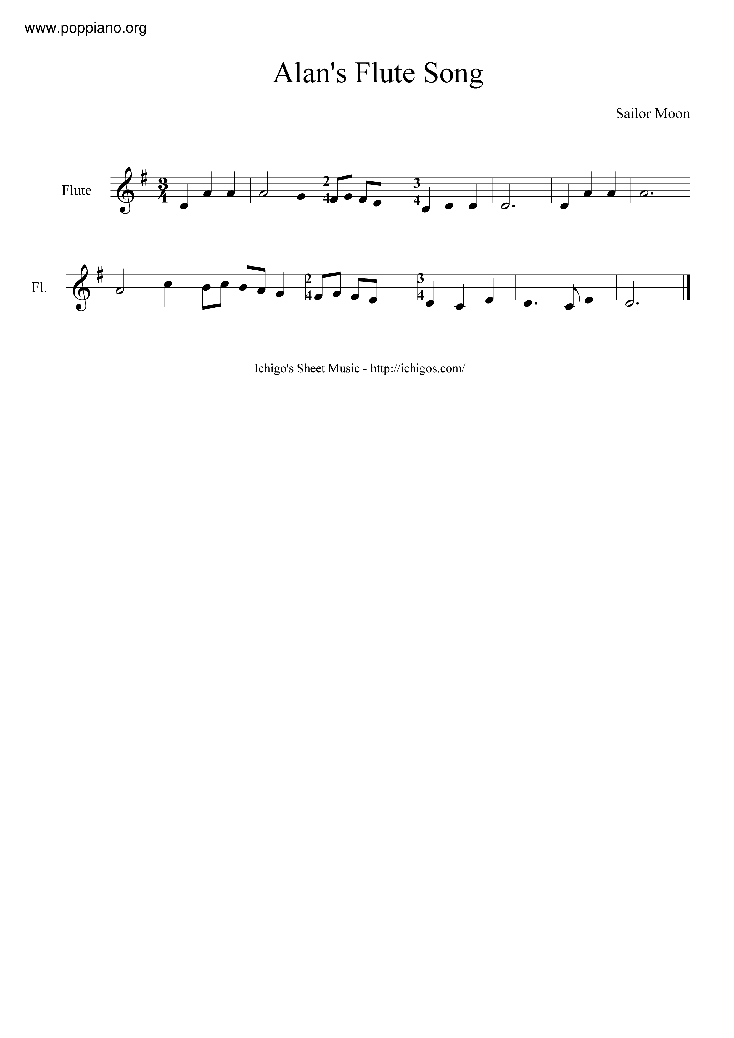 Alan's Flute Song Score