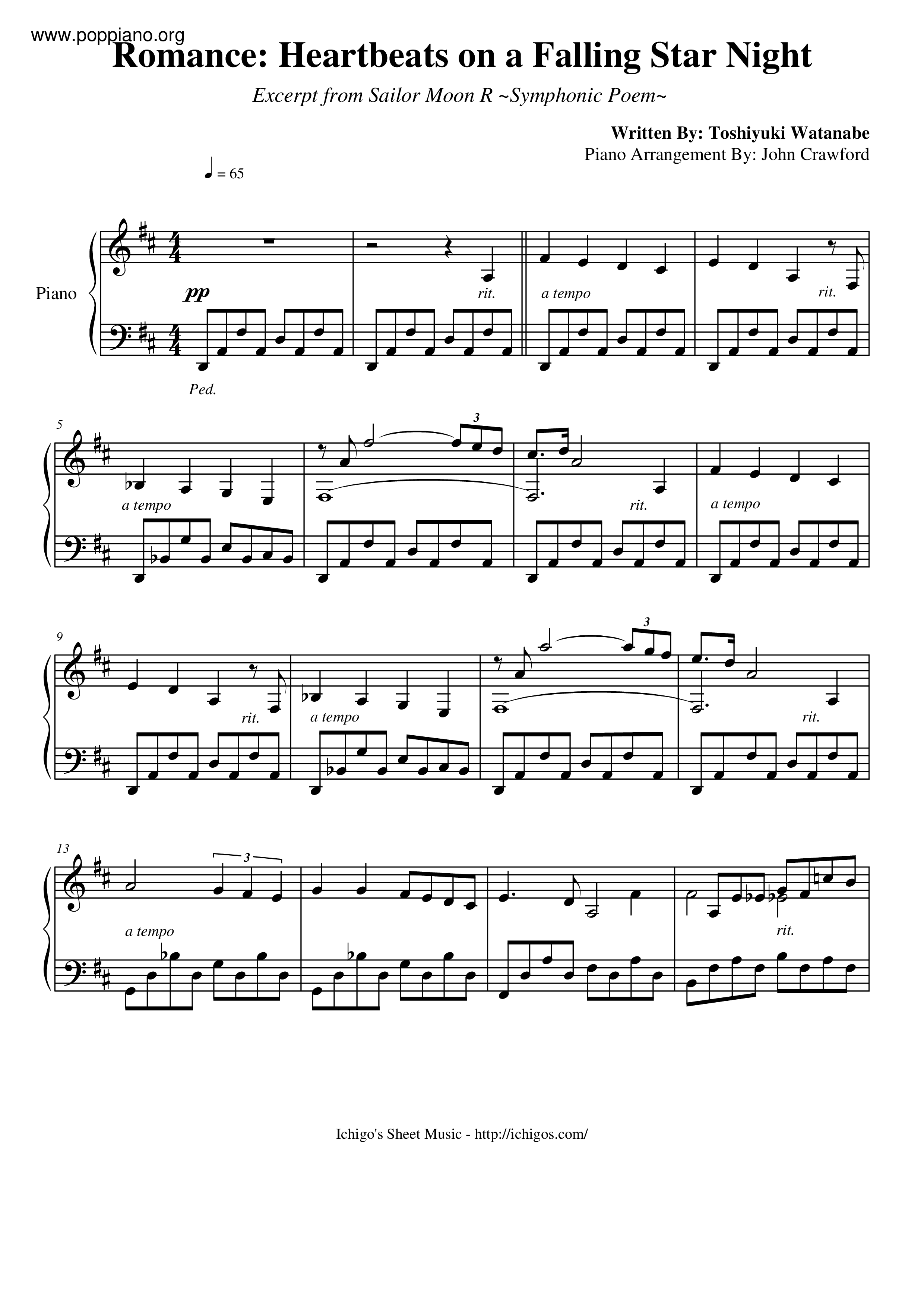 Romance: Heartbeats On A Falling Star Night ~ Excerpt From Smr Symphonic Poem ~琴譜