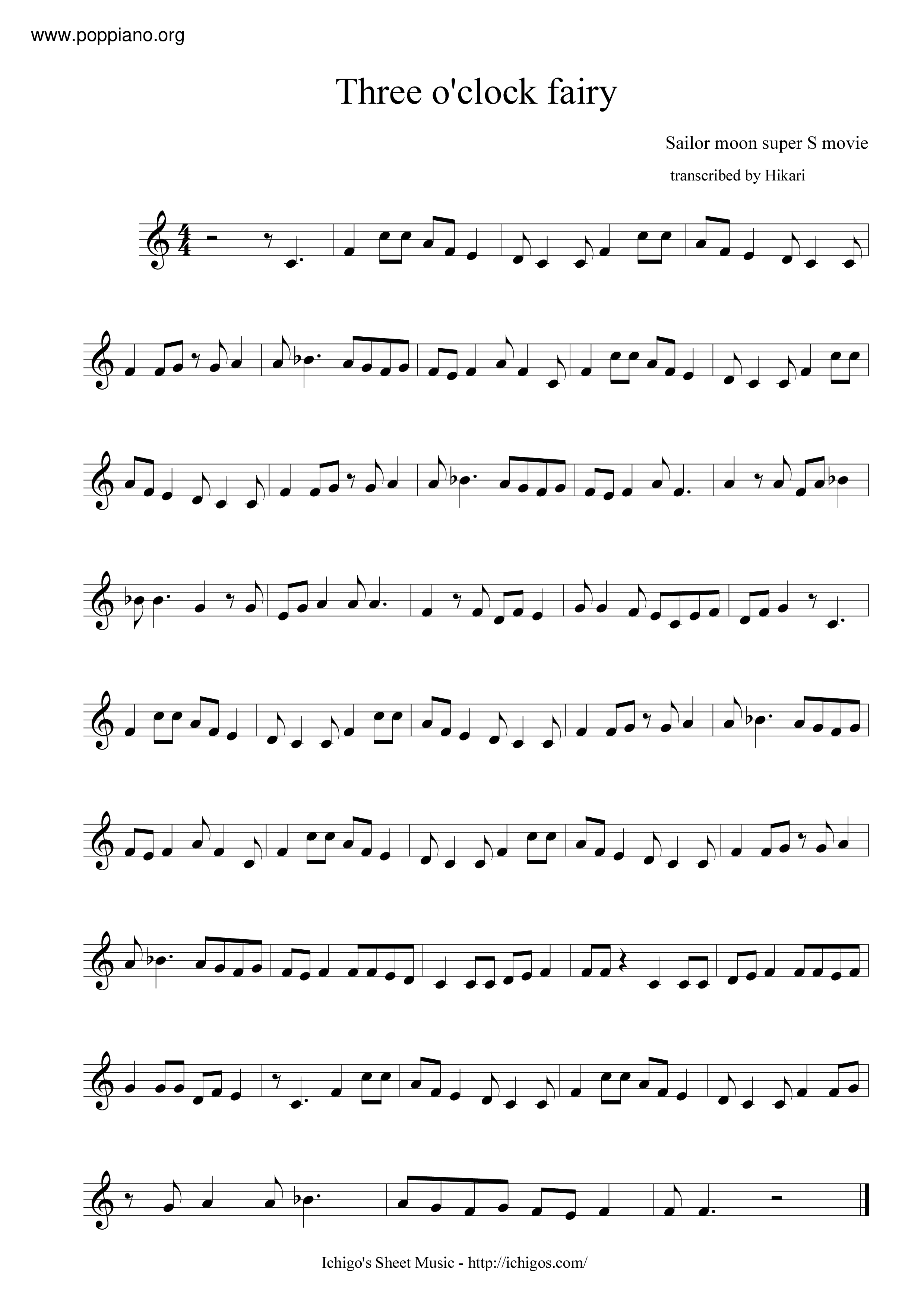 Three O'clock Fairy Score