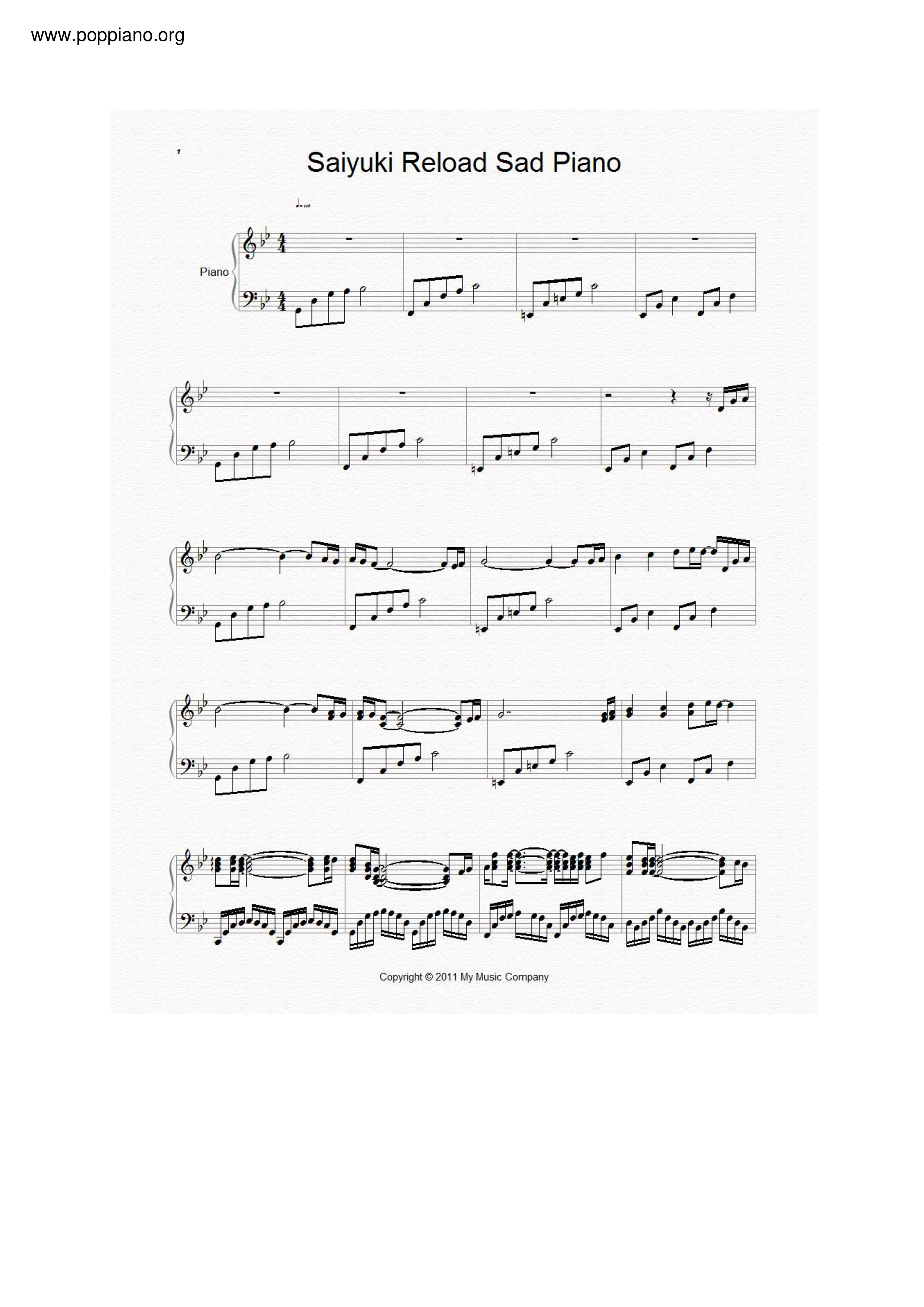 Sad Piano Score
