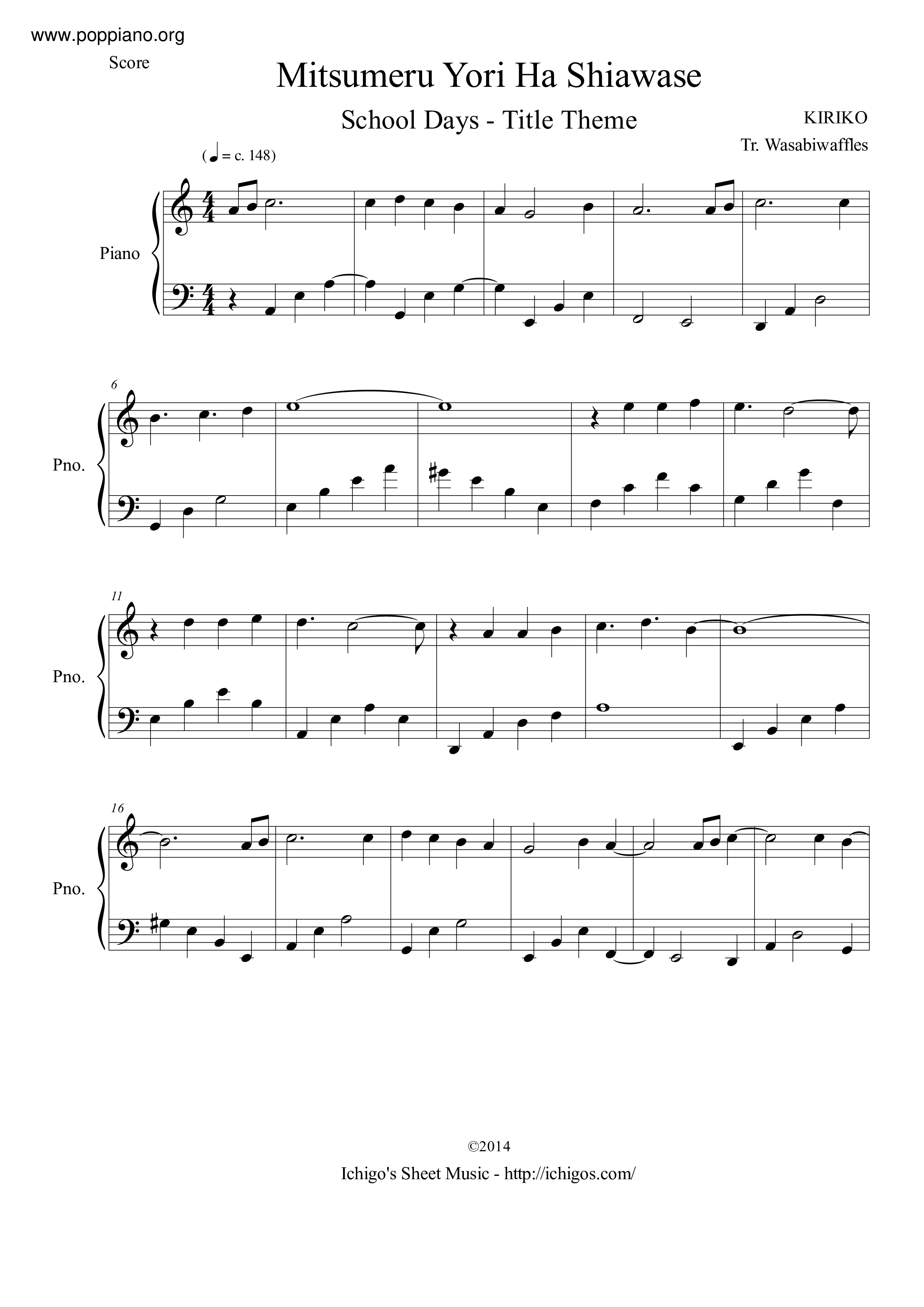 Mitsumeru Yori Ha Shiawase Score