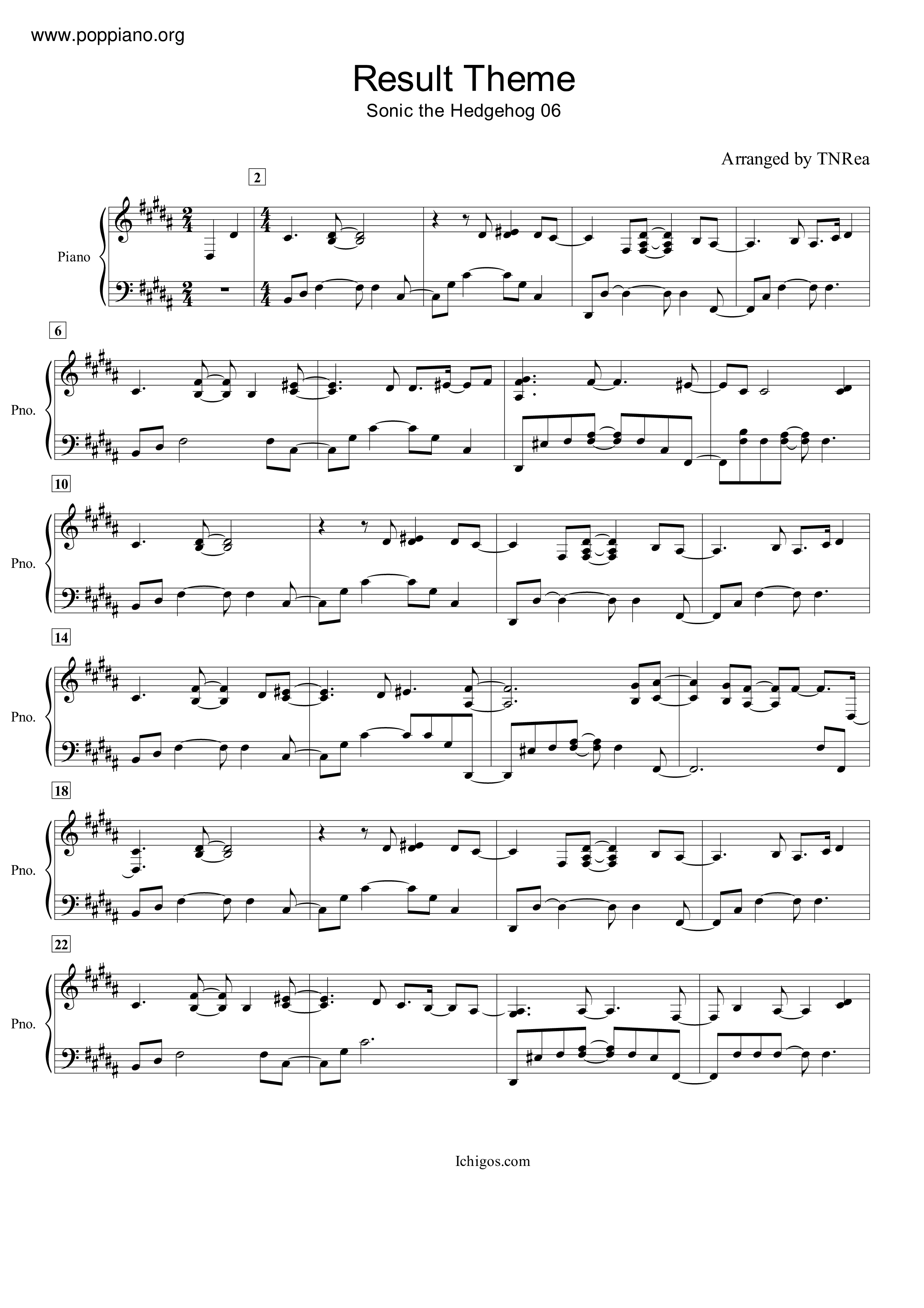 Sonic The Hedgehog Sheet music for Piano (Piano Duo)