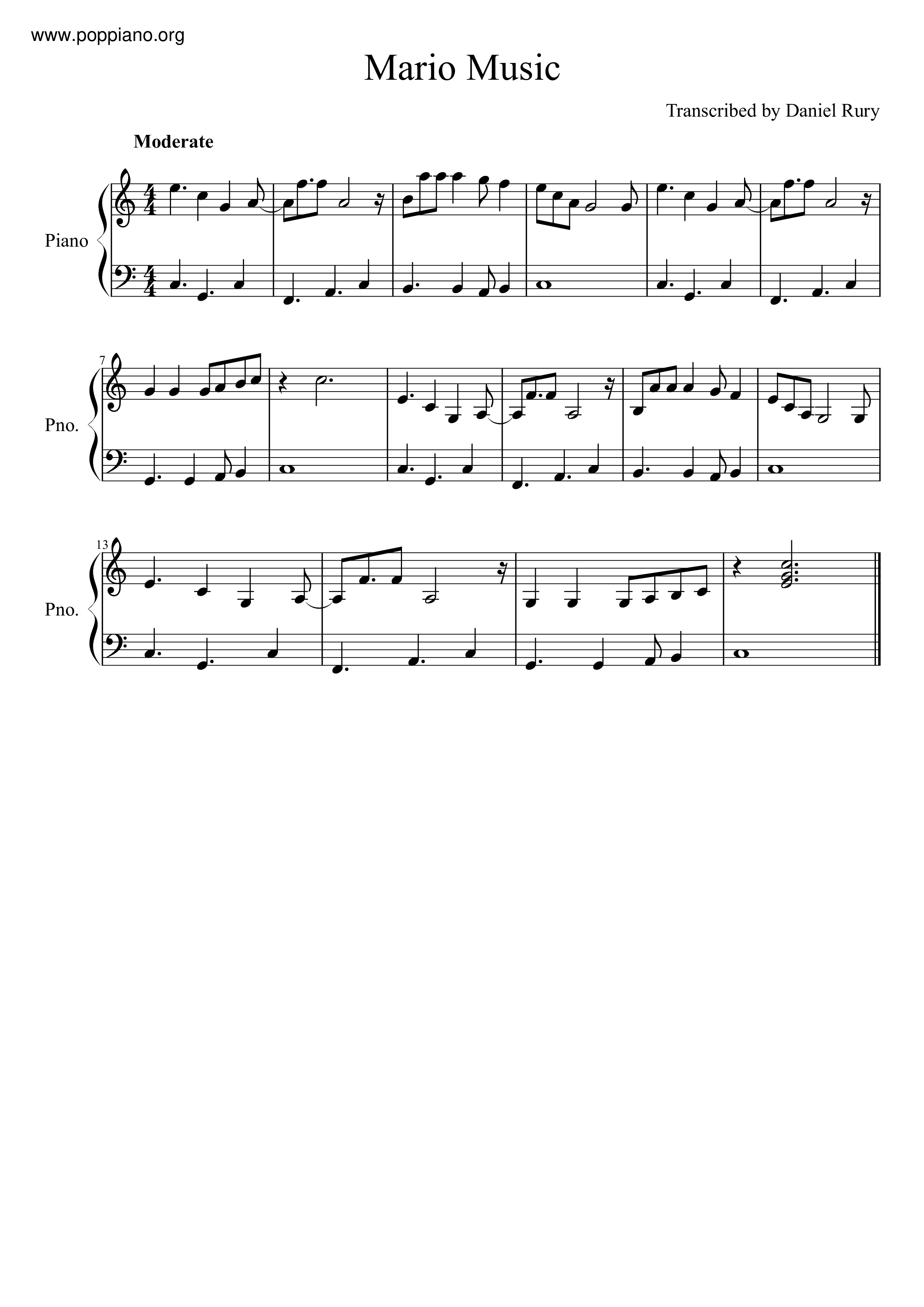 Super Mario Bros Super Mario Bros Main Theme Sheet Music Pdf Free