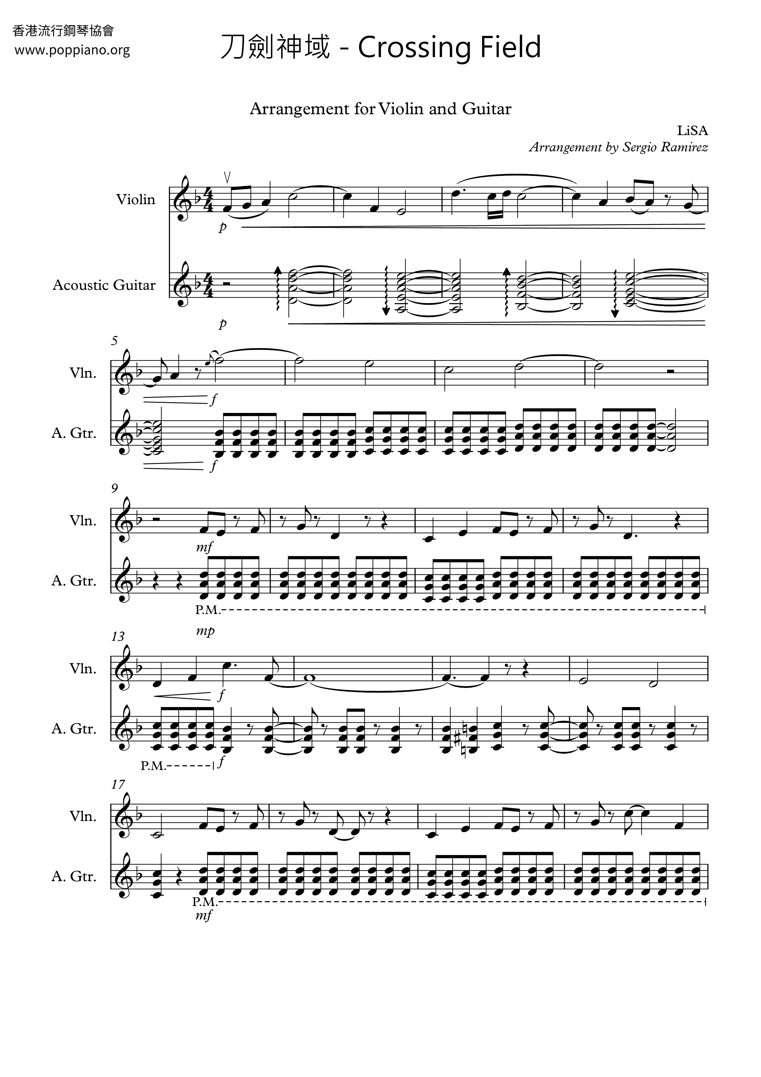 Crossing Field Sword Art Online OP Piano MIDI Sheet download Free