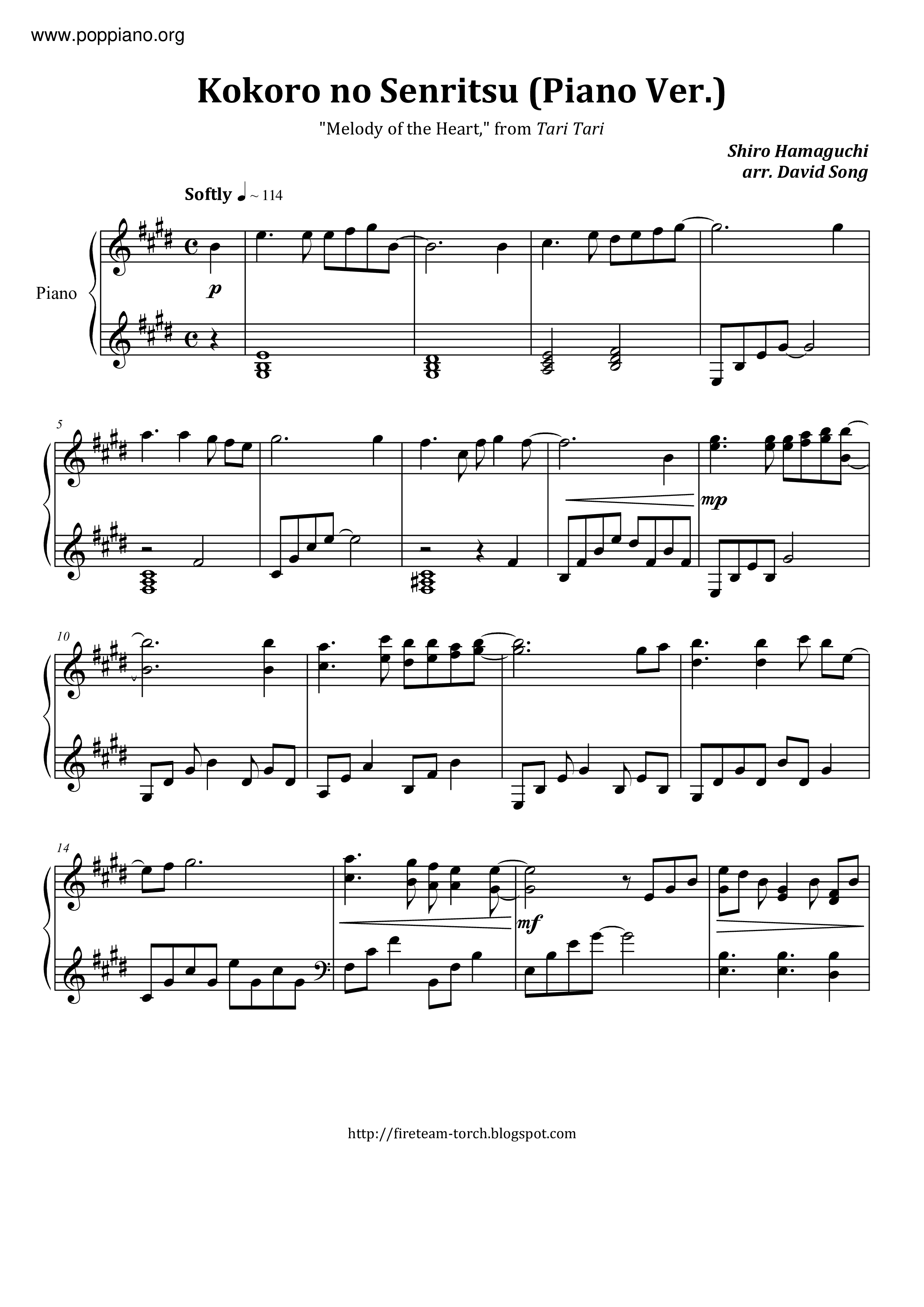 Kokoro no Chizu Sheet music for Piano (Solo)