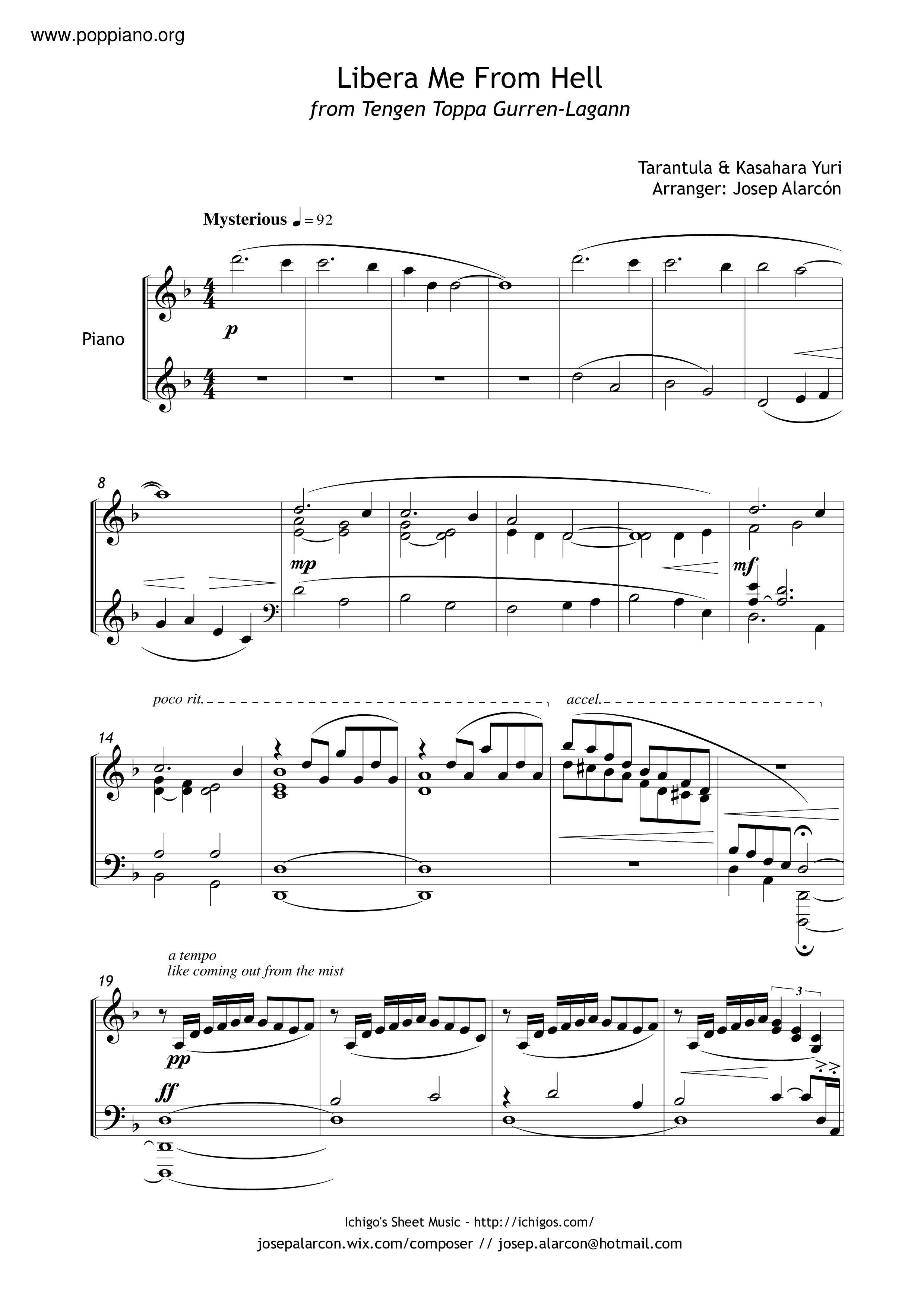 Libera Me From Hell Score