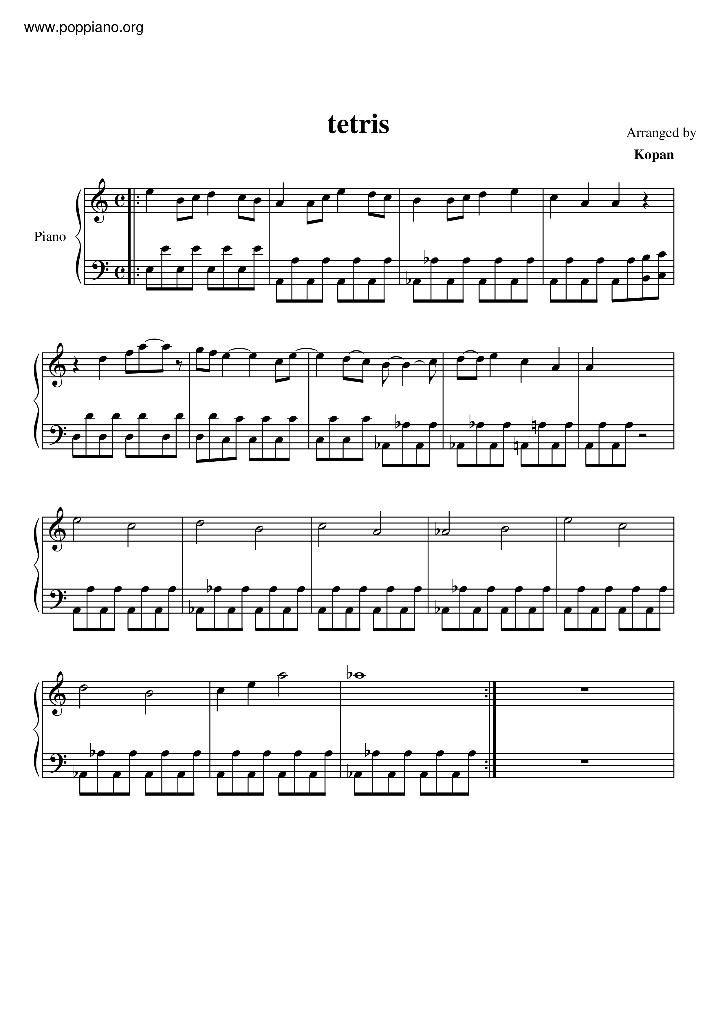 Tetris Main Theme Score