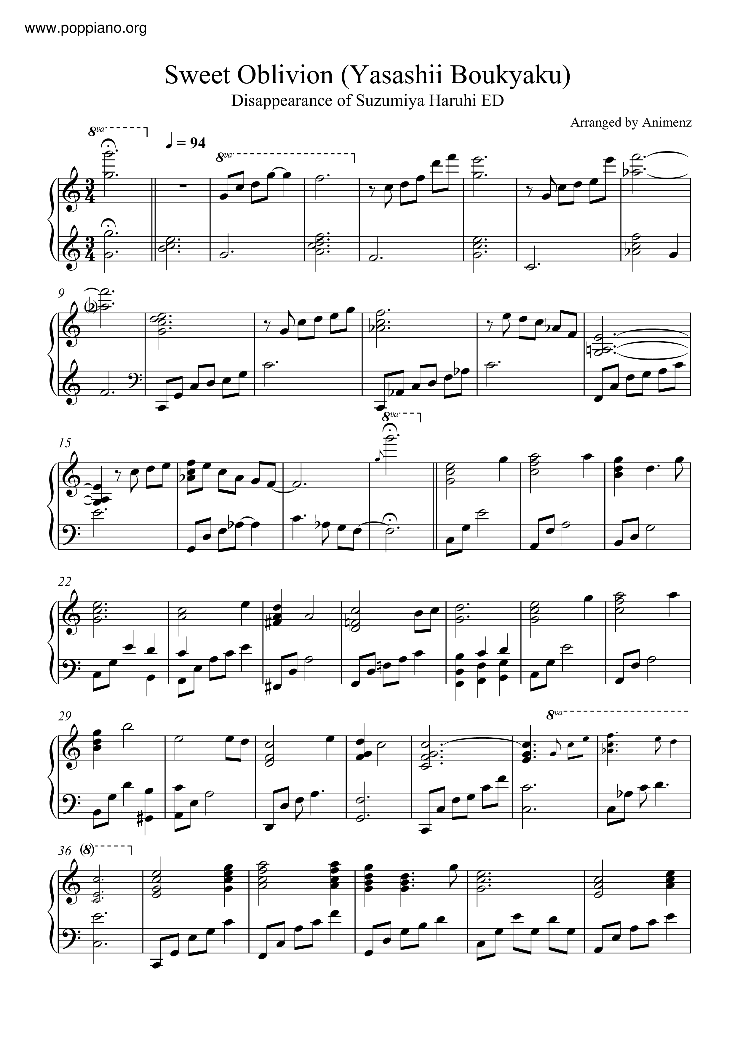 Yasashii Boukyaku Score