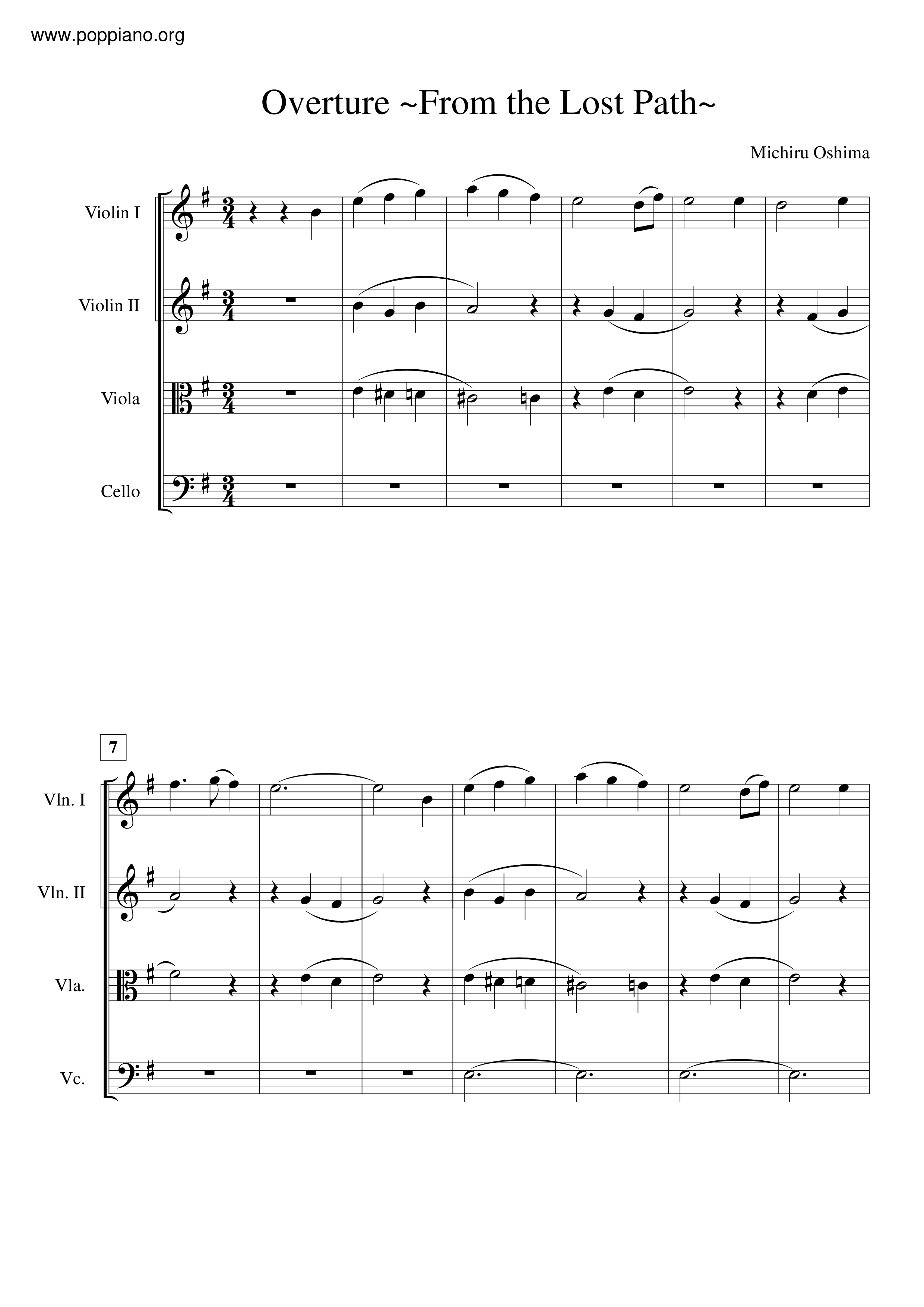Overture ~From The Lost Path~ Score