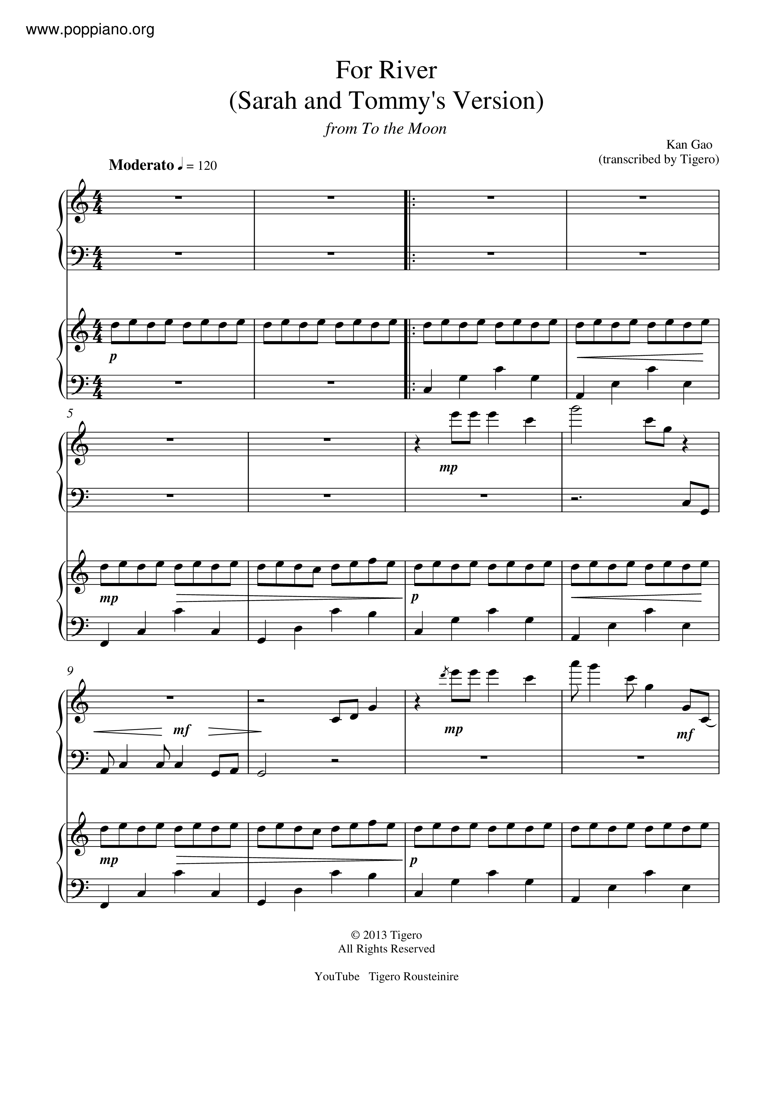 For River-Sarah And Tommy's Version Score