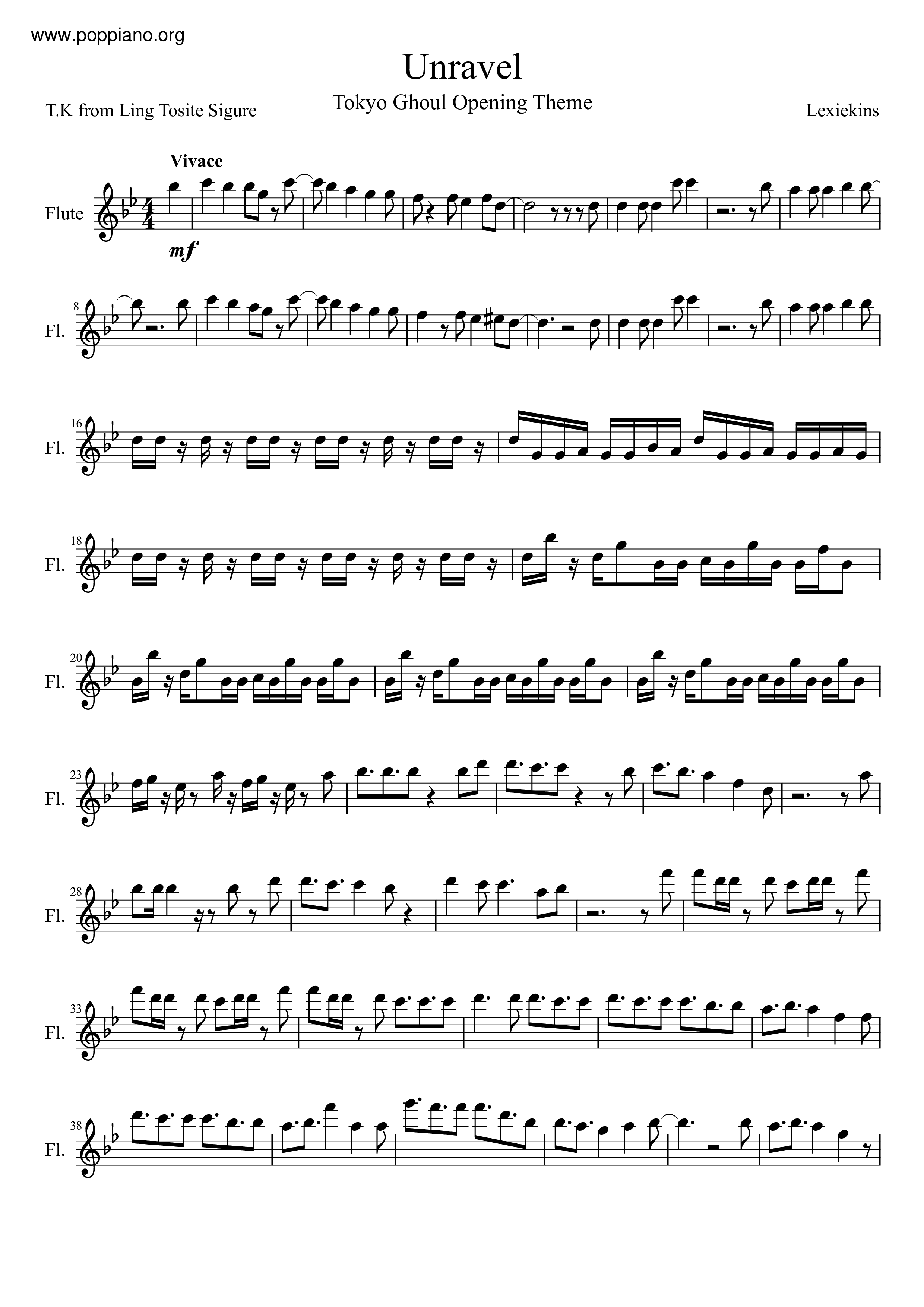 Play Unravel (Tokyo Ghoul) Music Sheet