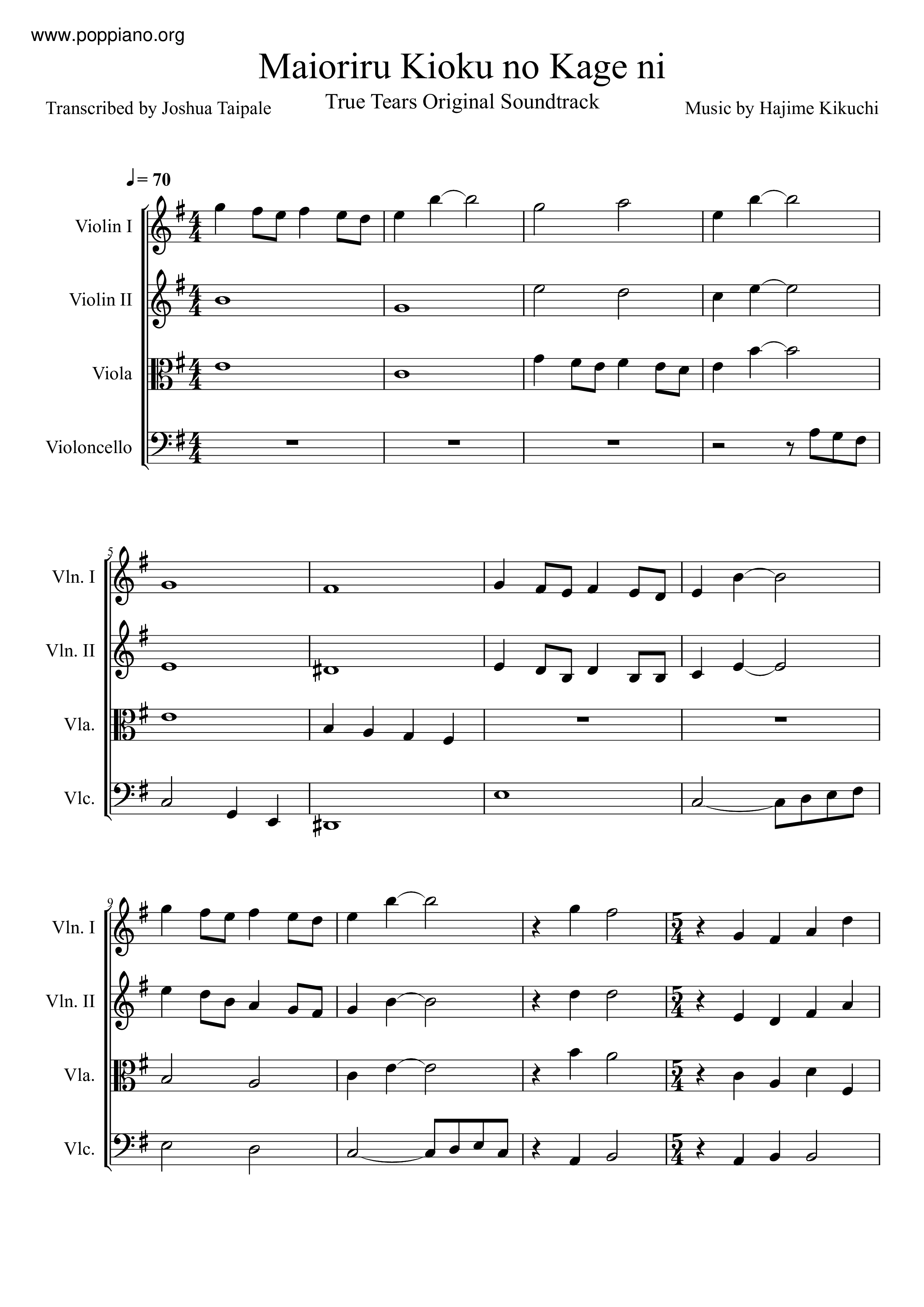 Maioriru Kioku No Kage Ni Score