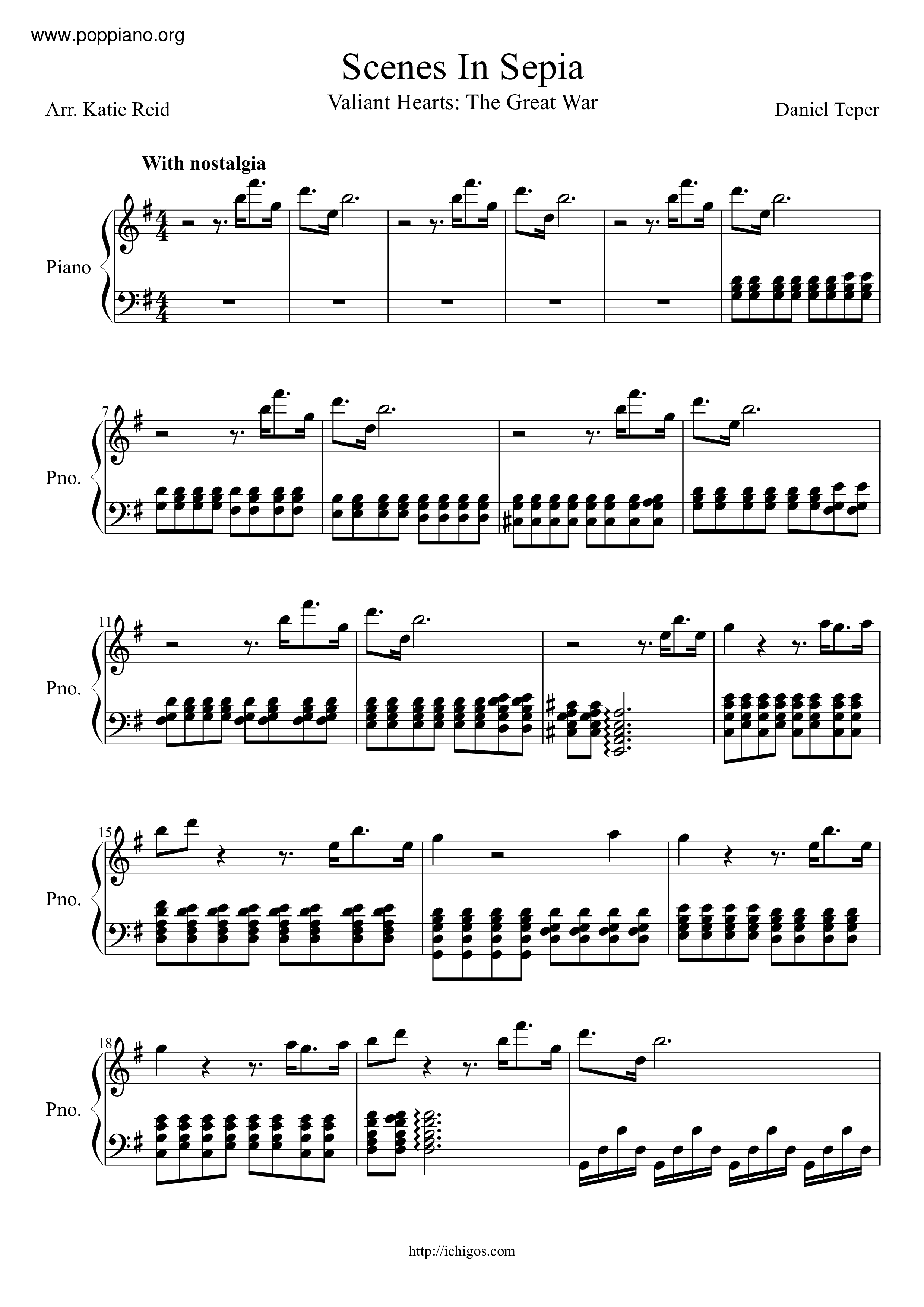 Scenes In Sepia Score