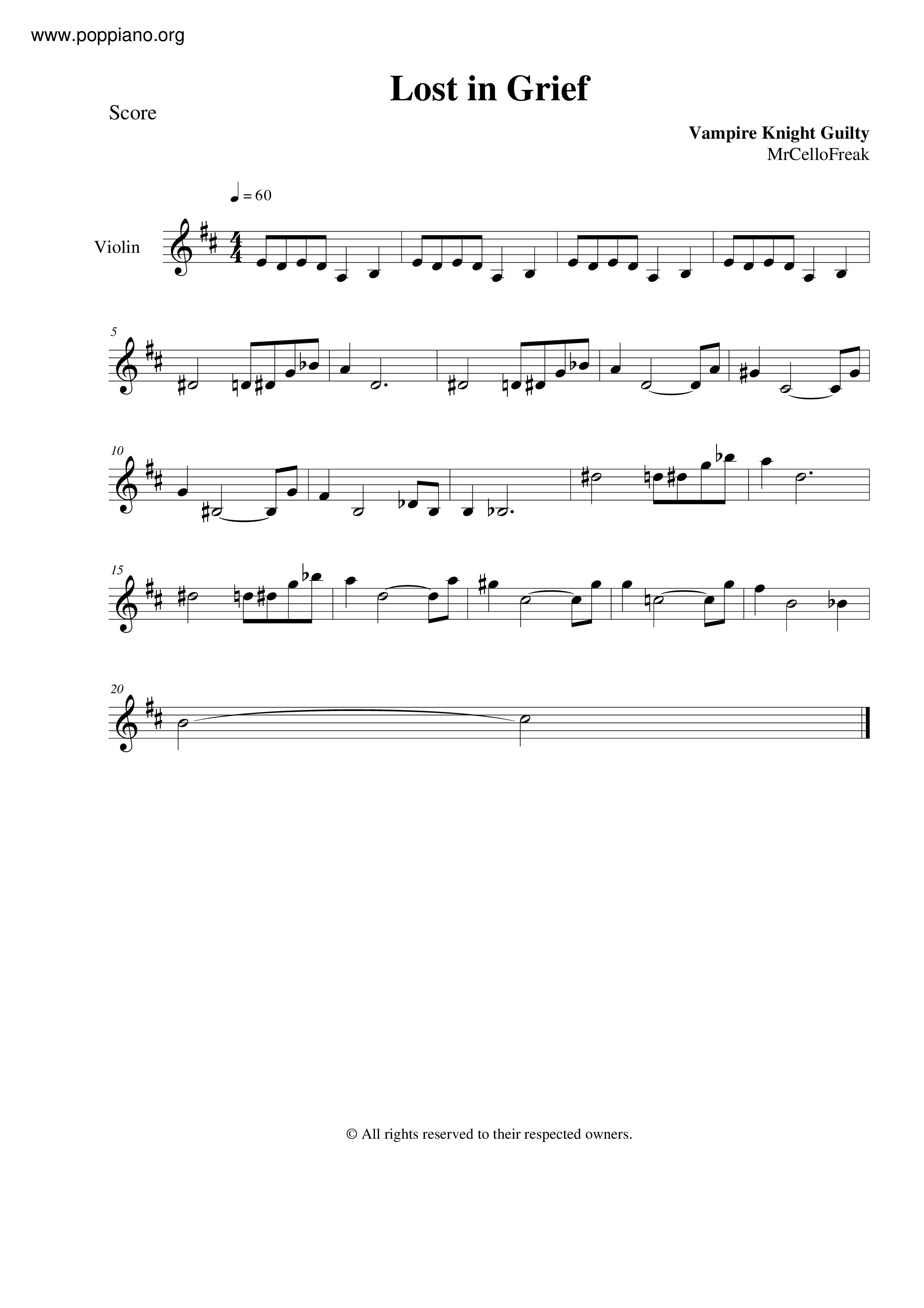 Lost In Grief Score