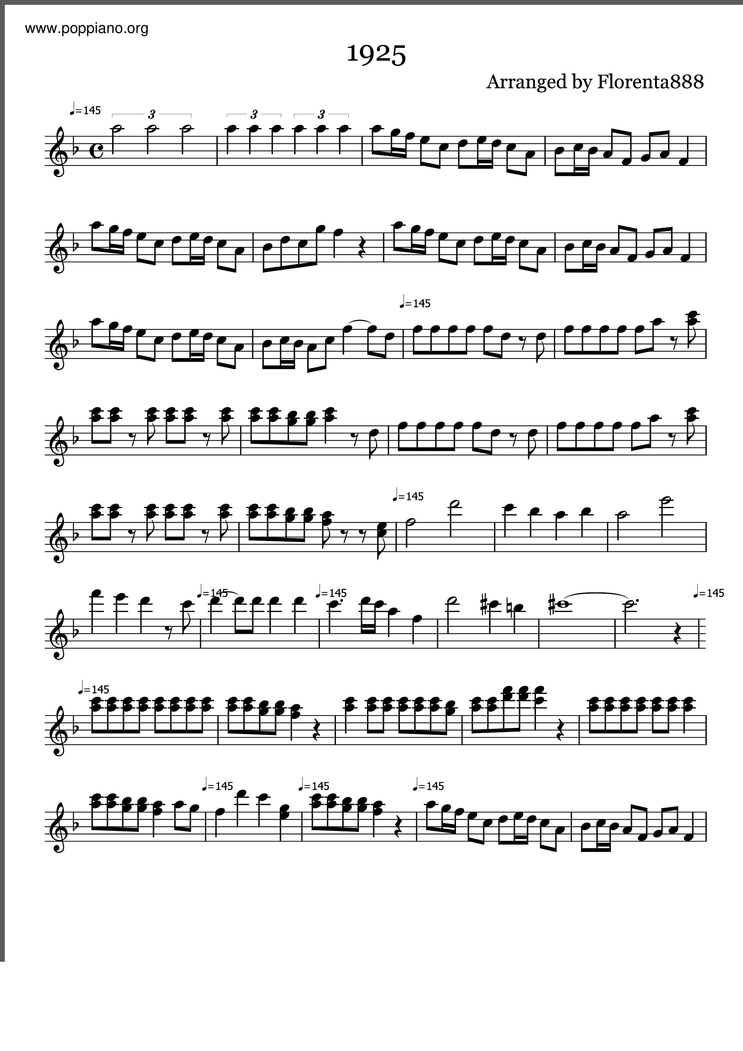 ☆ Hatsune Miku-1925 Sheet Music pdf, - Free Score Download ☆