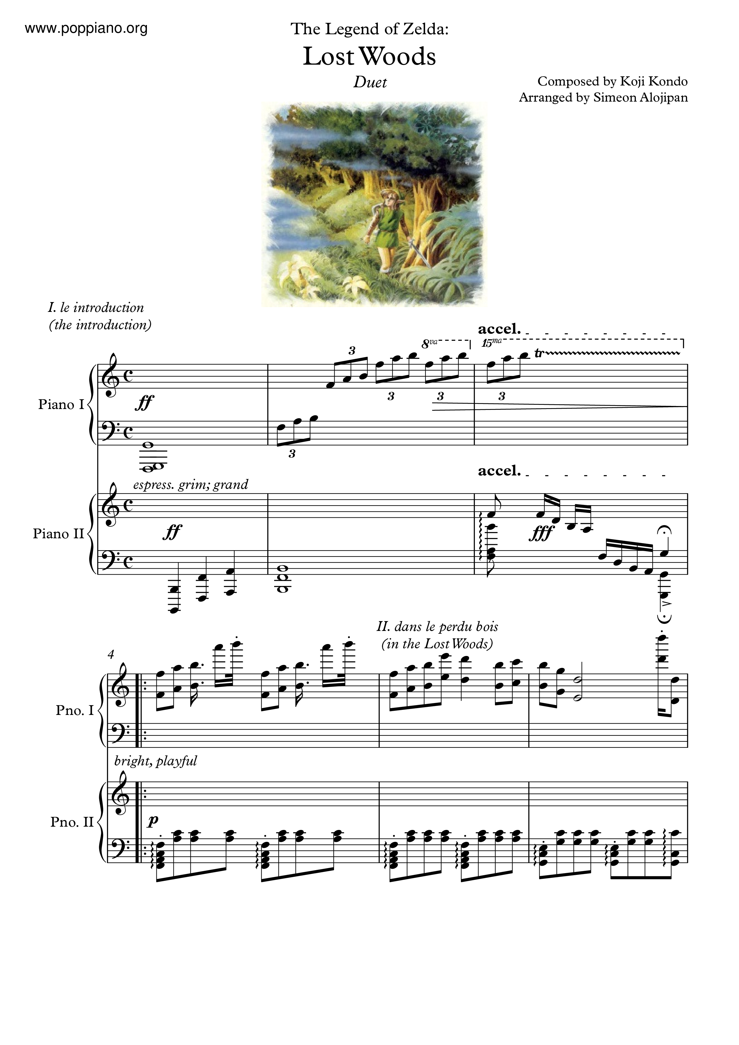Lost Woods Piano Duet Score