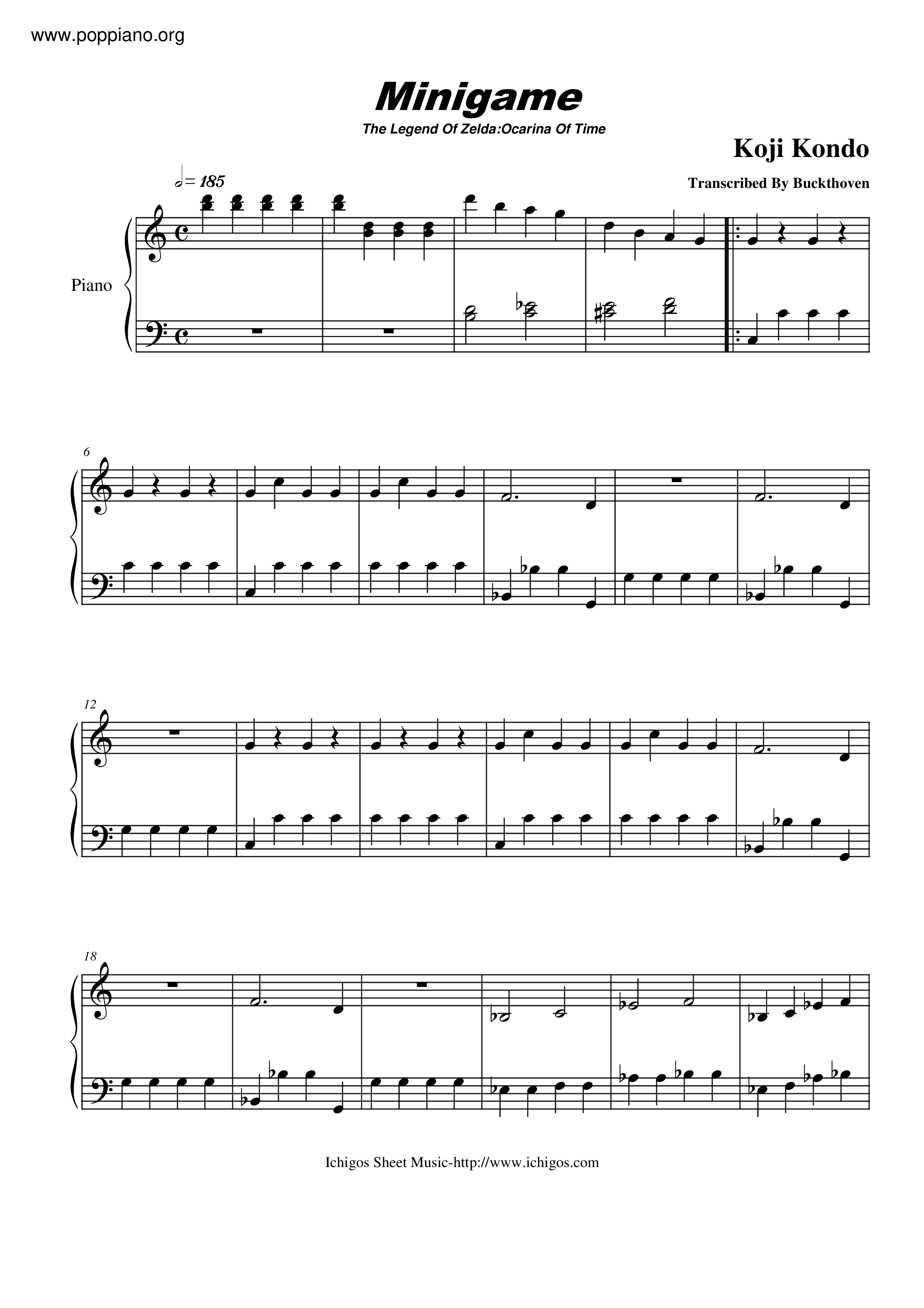 ☆ The Legend of Zelda: Ocarina of Time-Song Of Time Sheet Music pdf, - Free  Score Download ☆