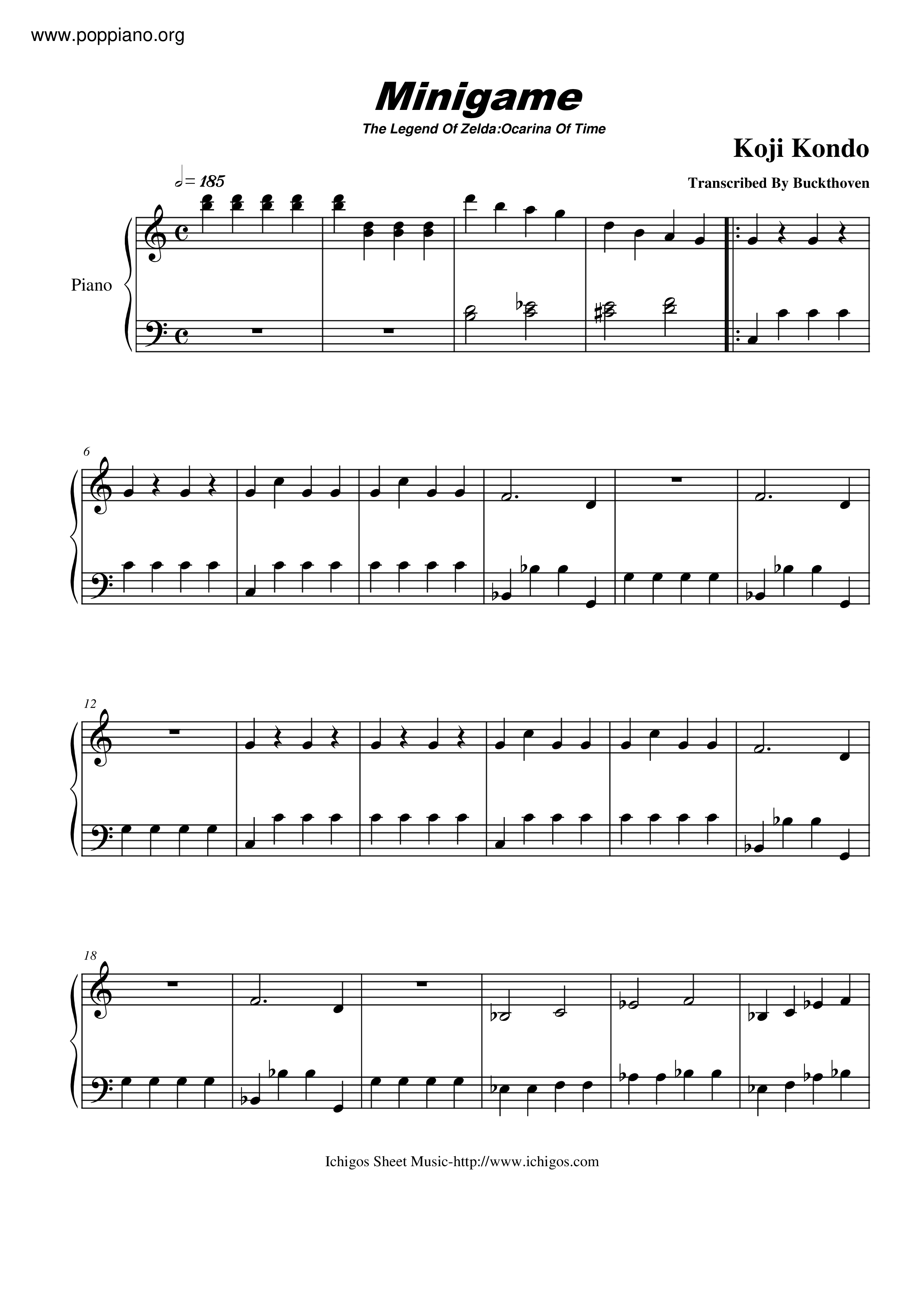 Free The Legend Of Zelda Ocarina Of Time - Suns Song by Misc Computer Games  sheet music