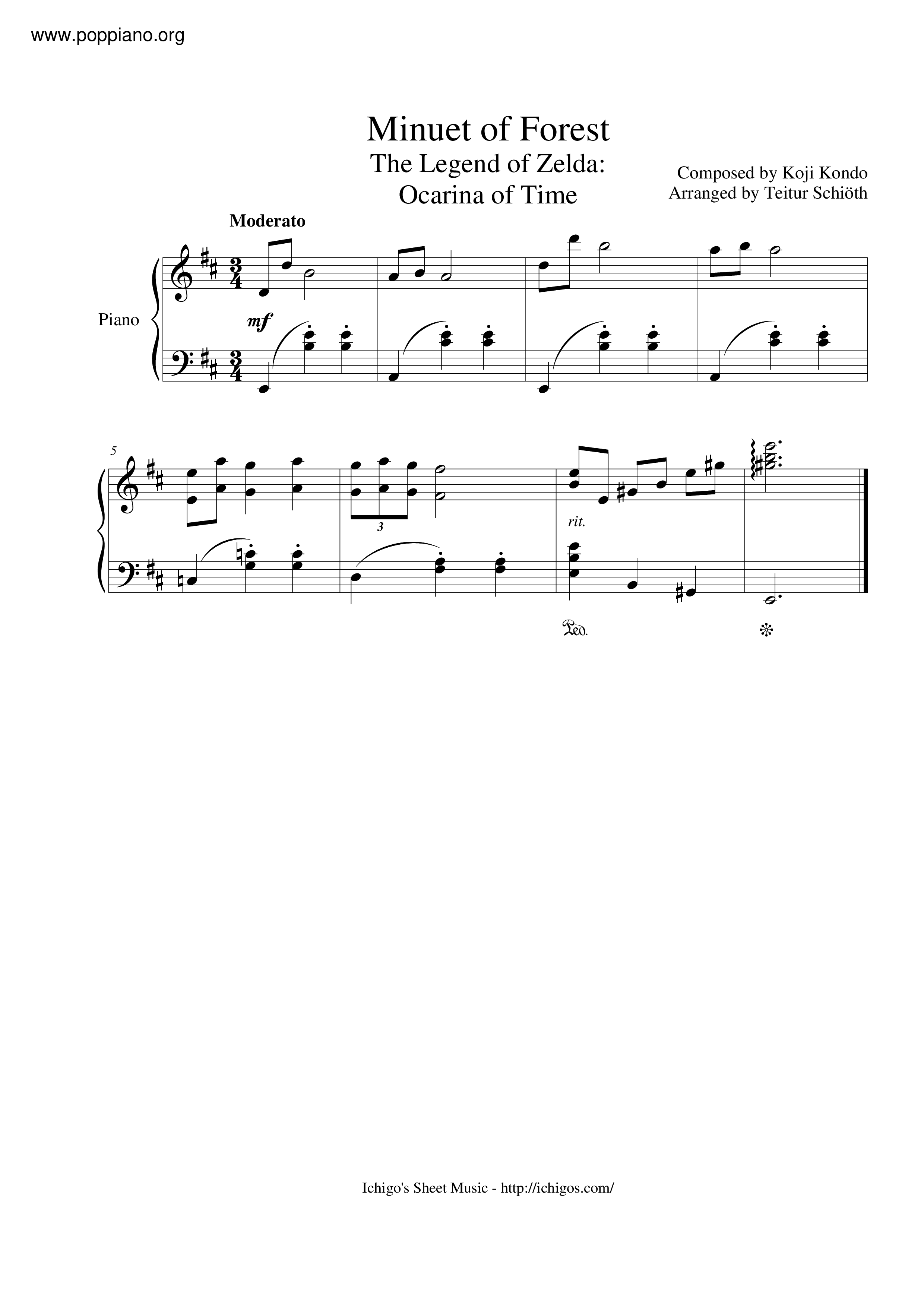 Ocarina of Time: Song of Time Sheet music for Piano (Solo)