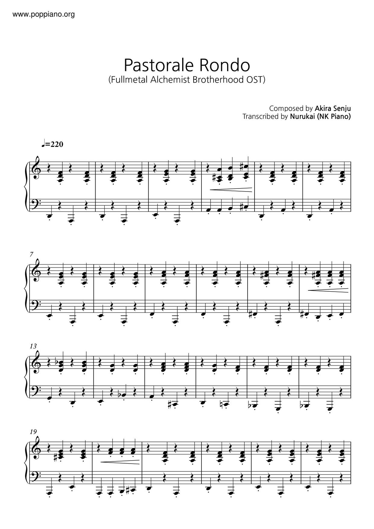Fullmetal Alchemist - Pastorale Rondo Score