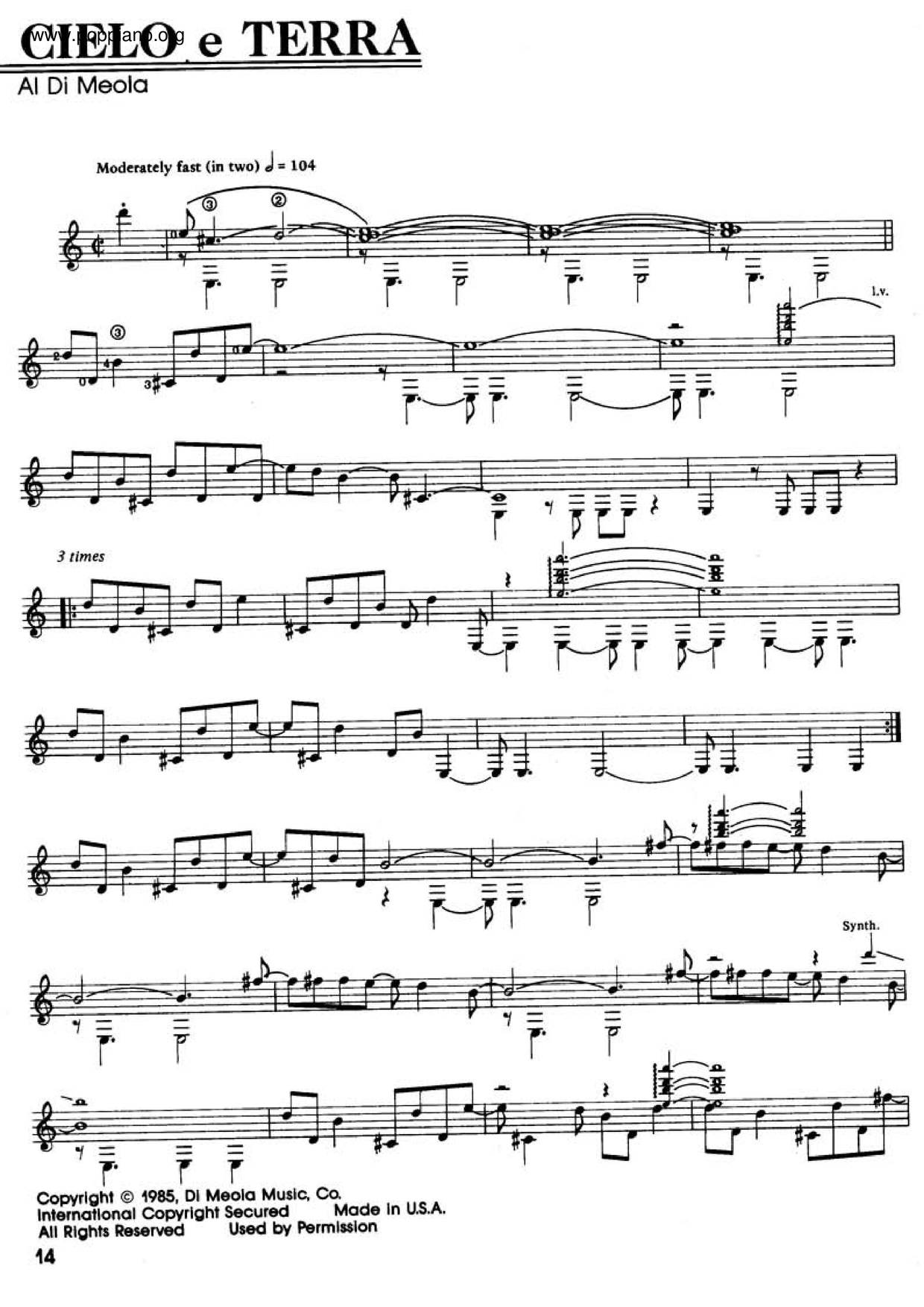 Cielo E Terra Score