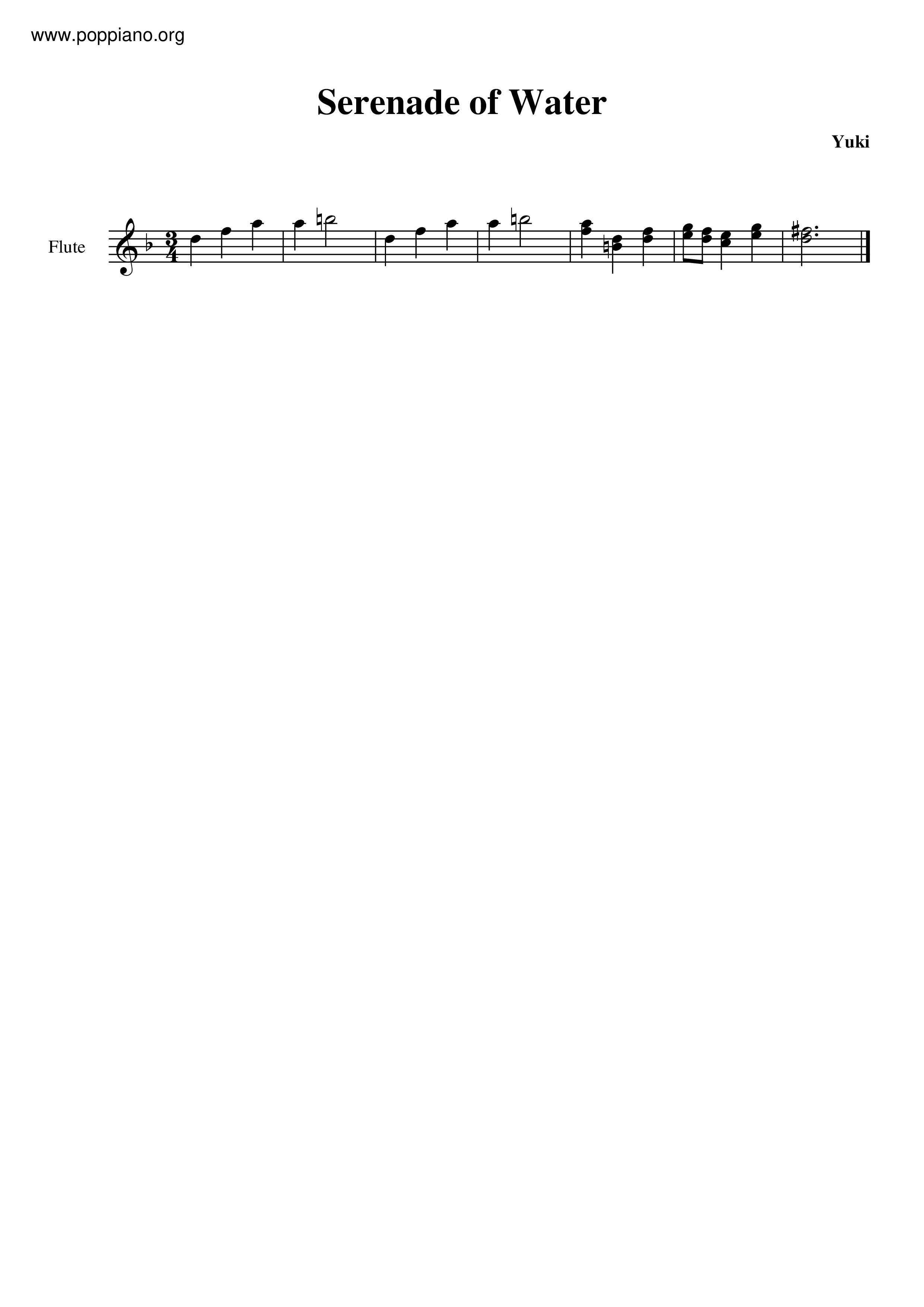 Serenade Of Water Score