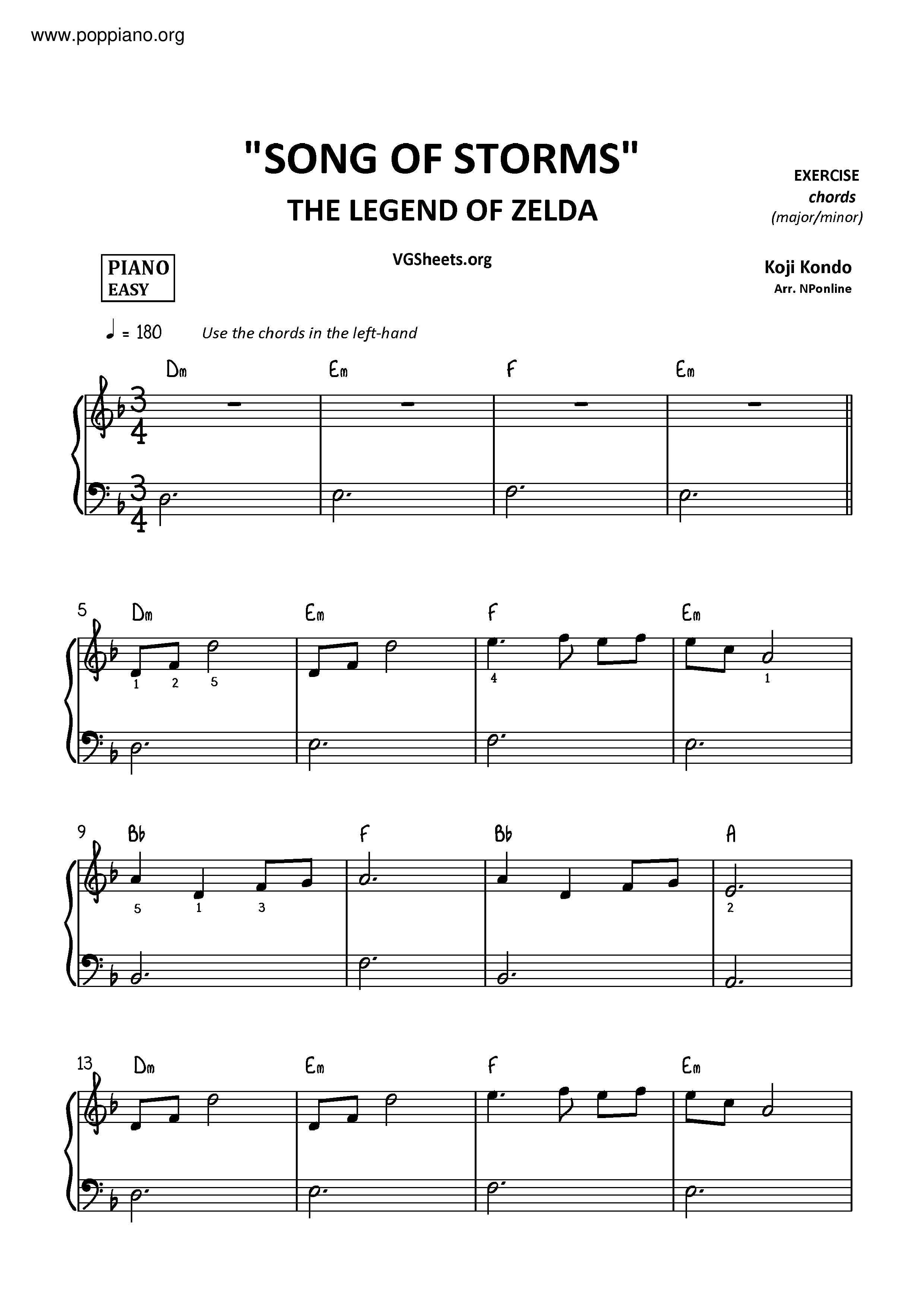 Song of Storms - The Legend of Zelda: Ocarina of Time (Piano Solo/Sheets) 