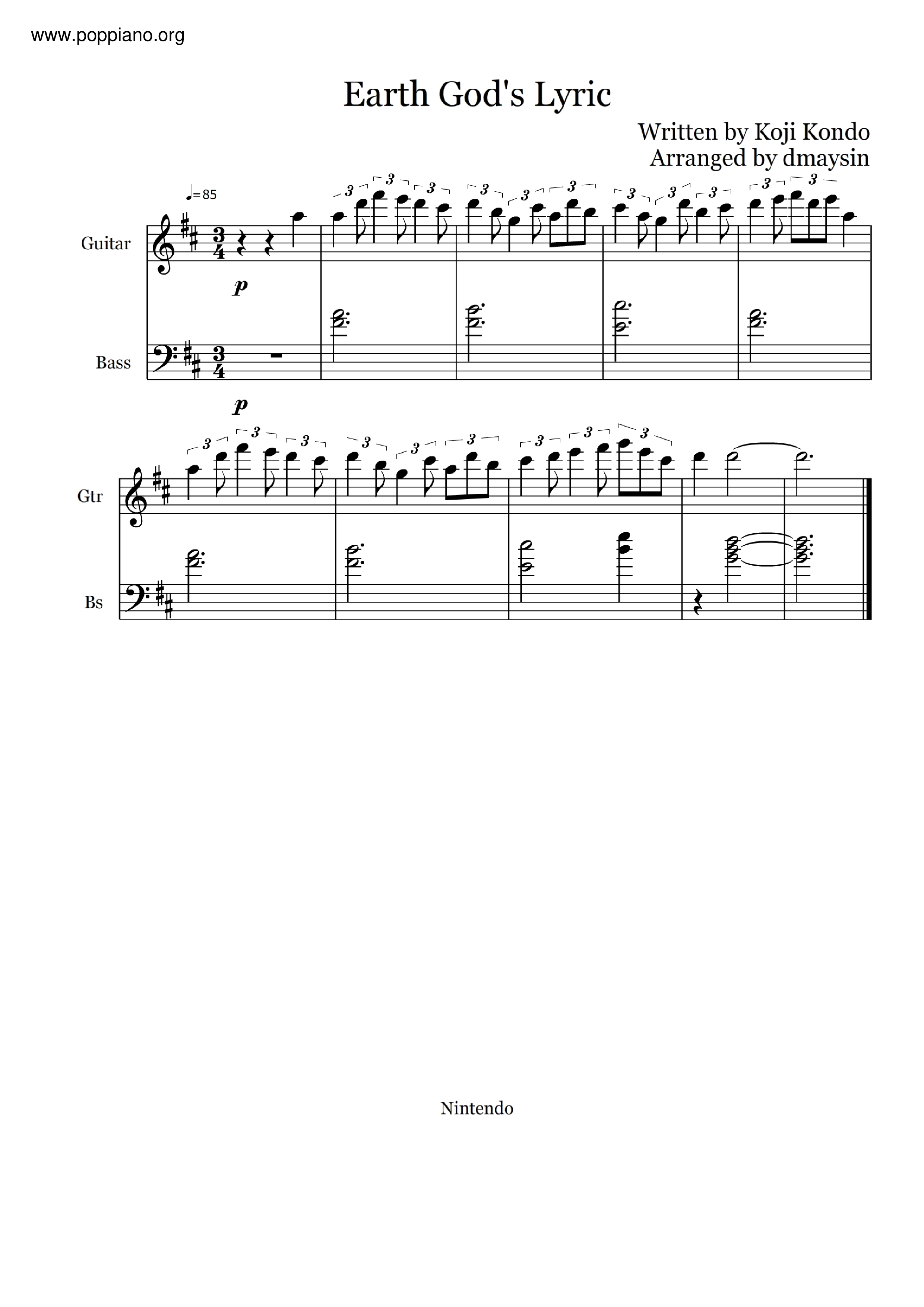 Earth God's Lyric Score
