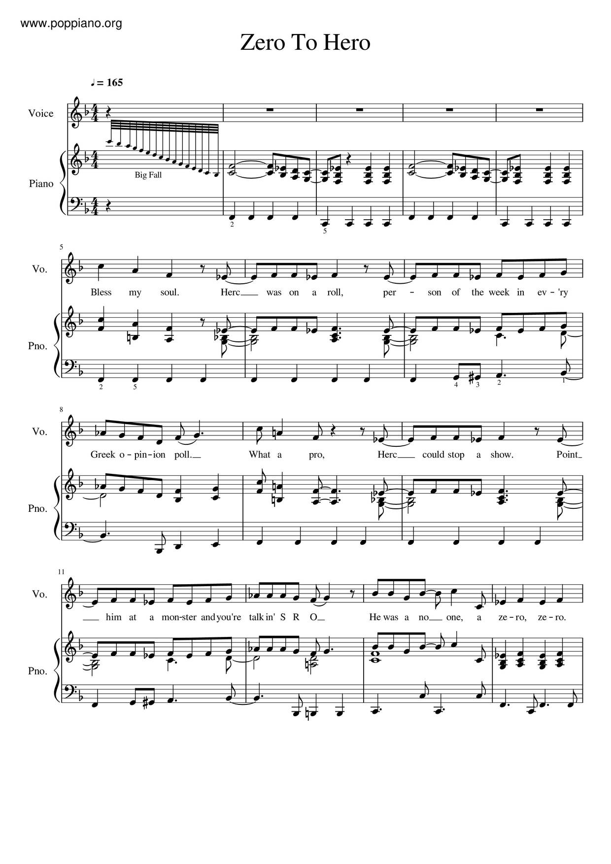 Zero to Hero (From "Hercules") Score
