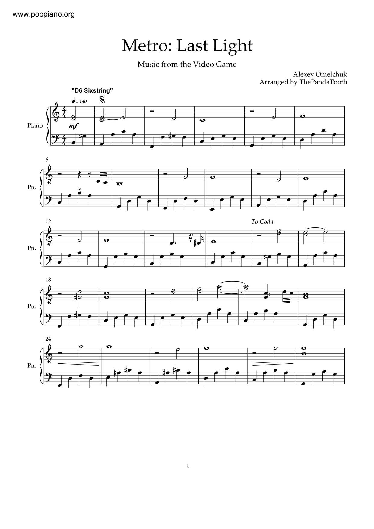 Metro: Last Light Score