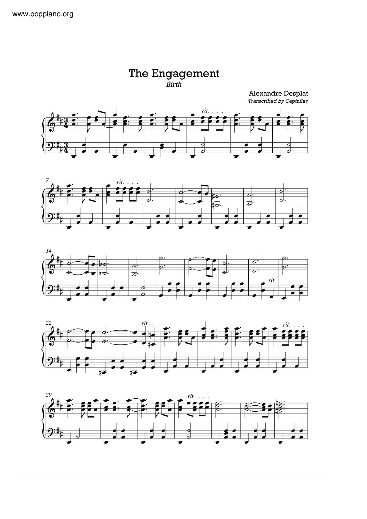 The Engagement琴譜