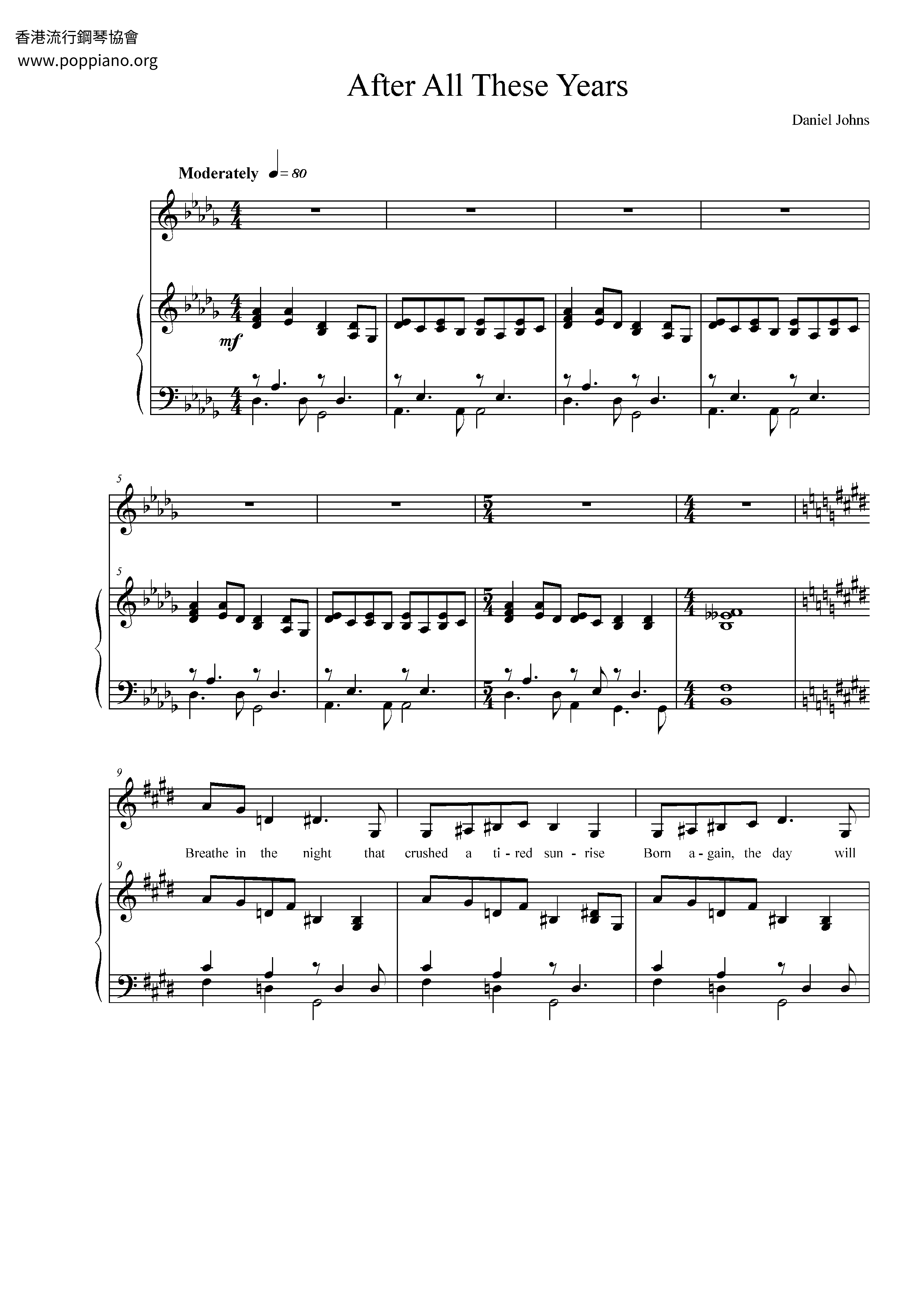 SilverchairAfter All These Years Sheet Music pdf, Free Score Download ★